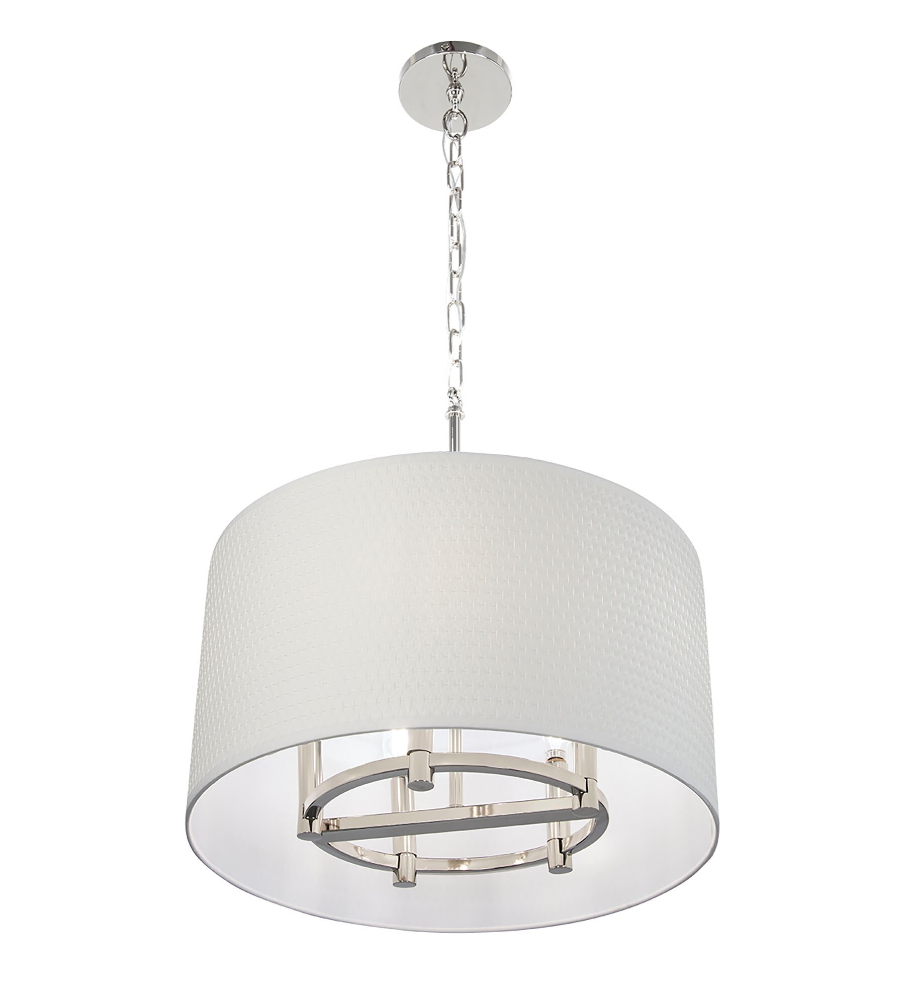 Palmetto 5-Light Drum Pendant in Polished Nickel with White Paper Shade