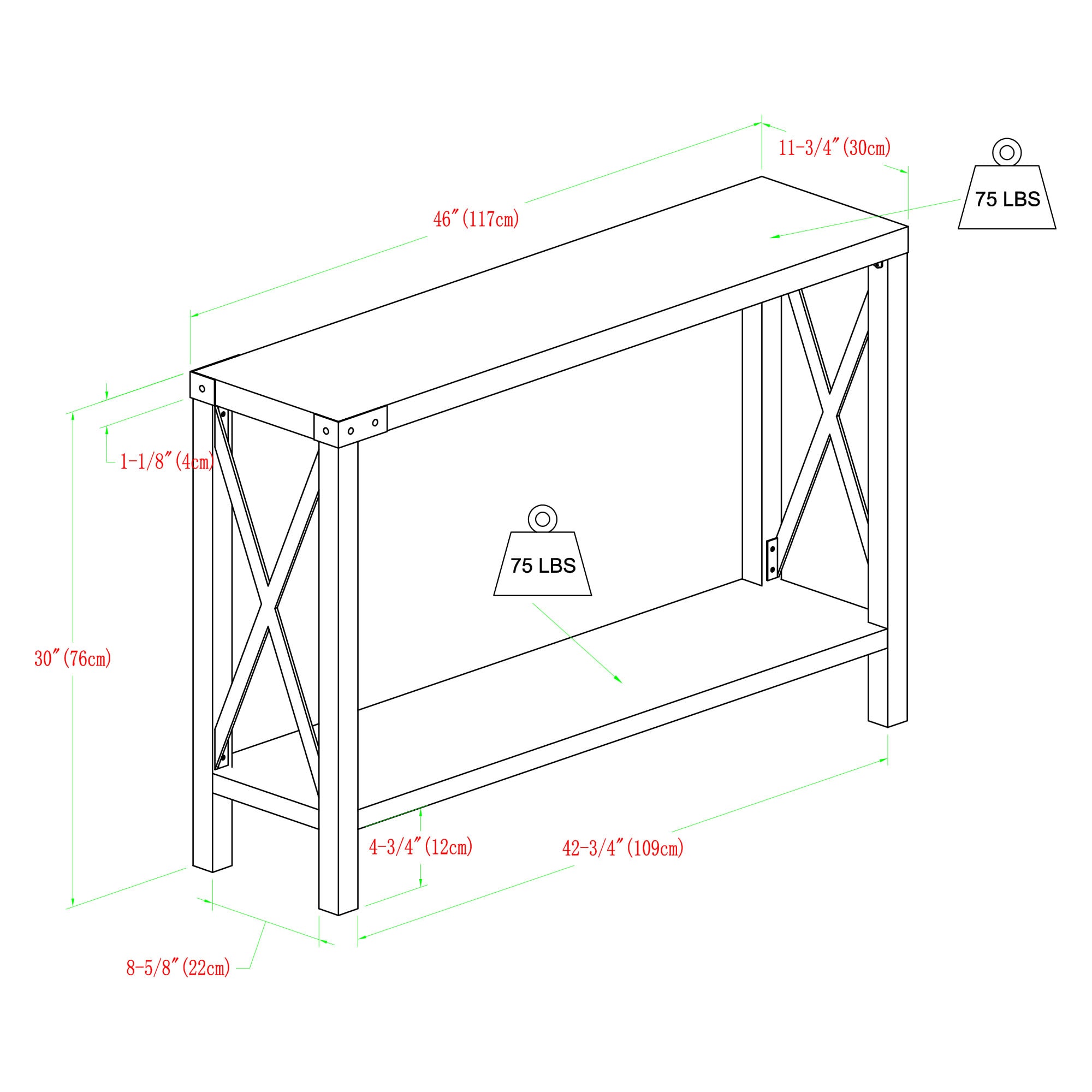 Walker Edison LWF46MXETRO Console-Sofa-Tables - View #17