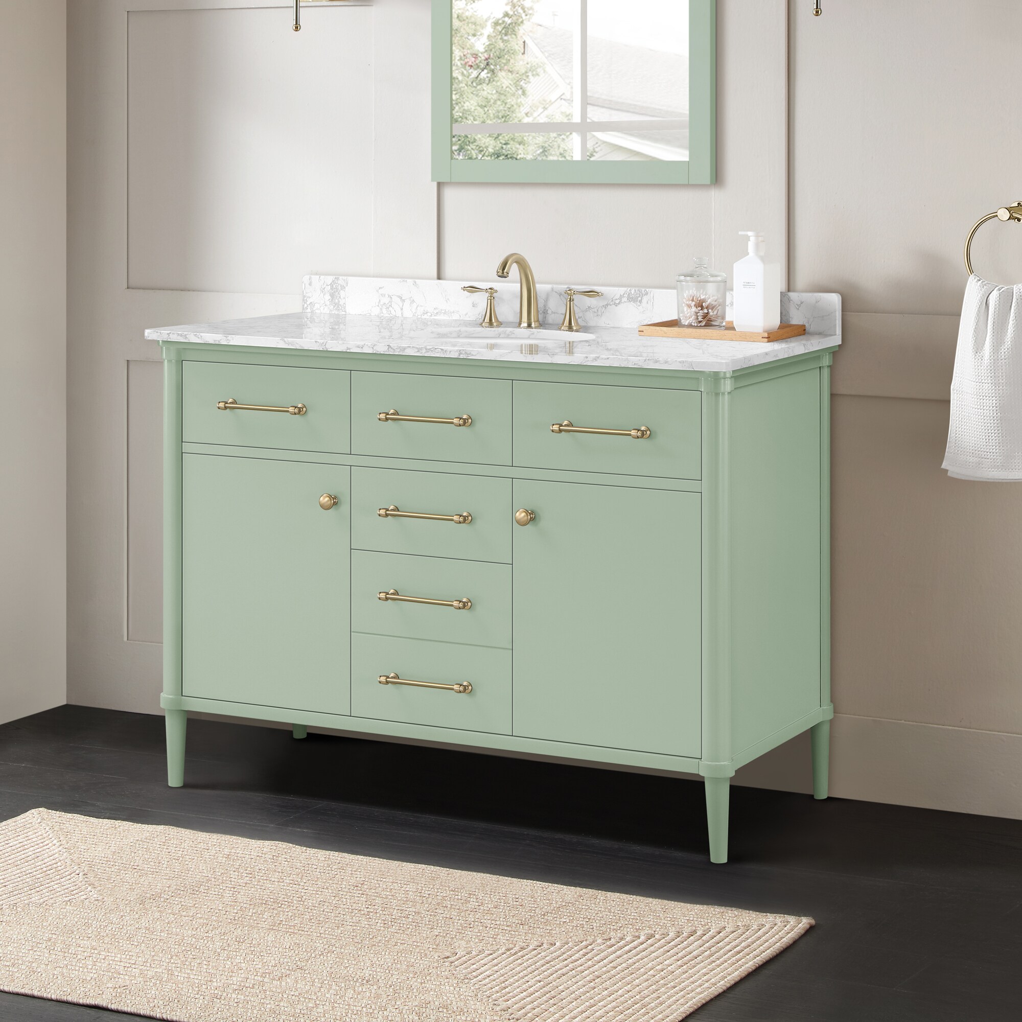 allen + roth Rian 48-in Sea Green Undermount Single Sink Bathroom ...