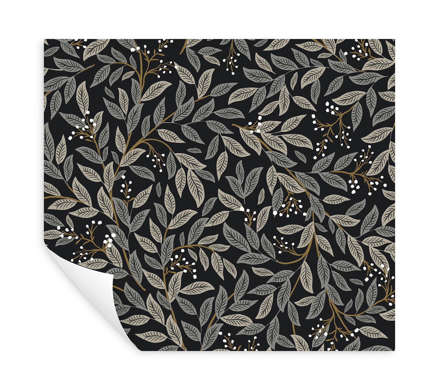 Rifle Paper Black Willowberry Peel and Stick Wallpaper in the Wallpaper