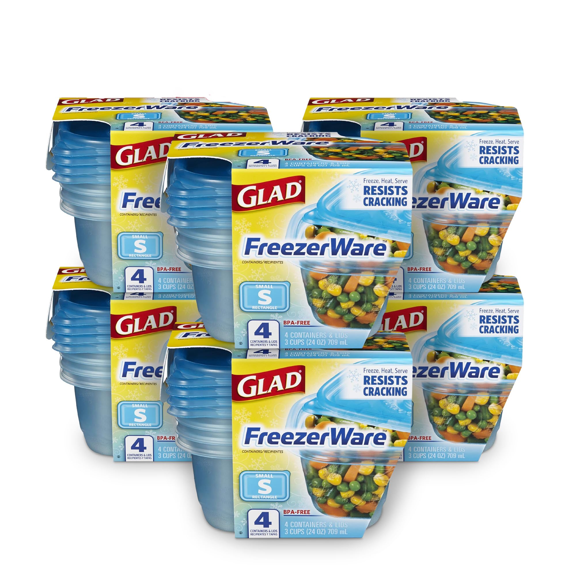 Glad Ware FreezerWare Small Rectangular Food Storage Containers 24 oz 24-Count
