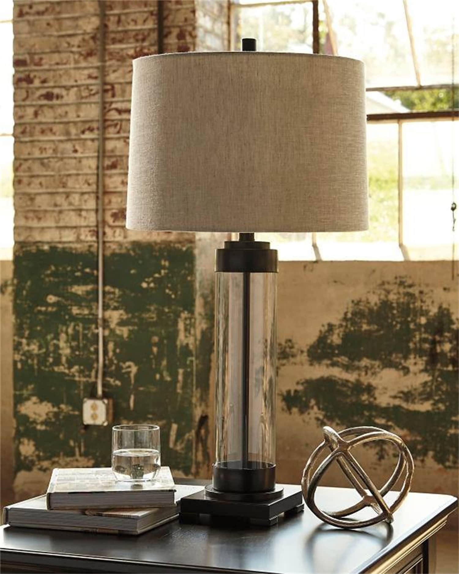 DEELIGHT B0346LJW1040-ZY Table Lamp Silver 3-way Table Lamp with Fabric Shade