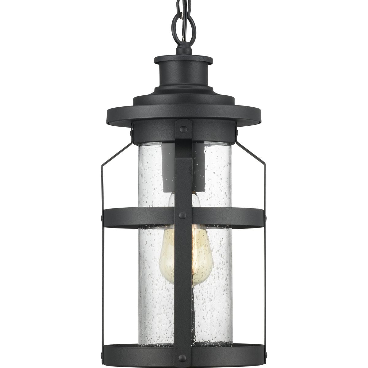 Haslett Black Textured Glass Outdoor Hanging Lantern