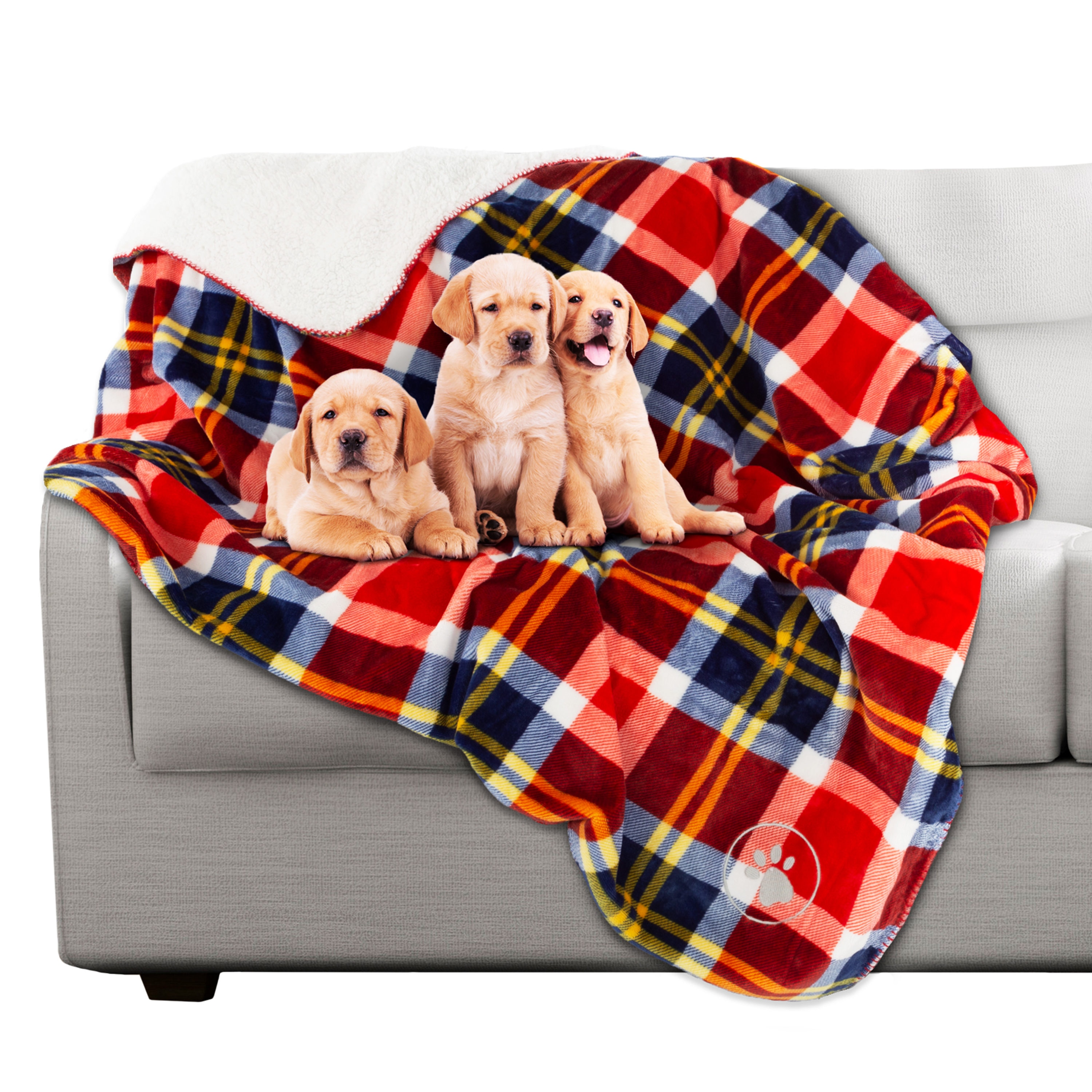 Large Red Plaid Waterproof Outdoor Pet Blanket