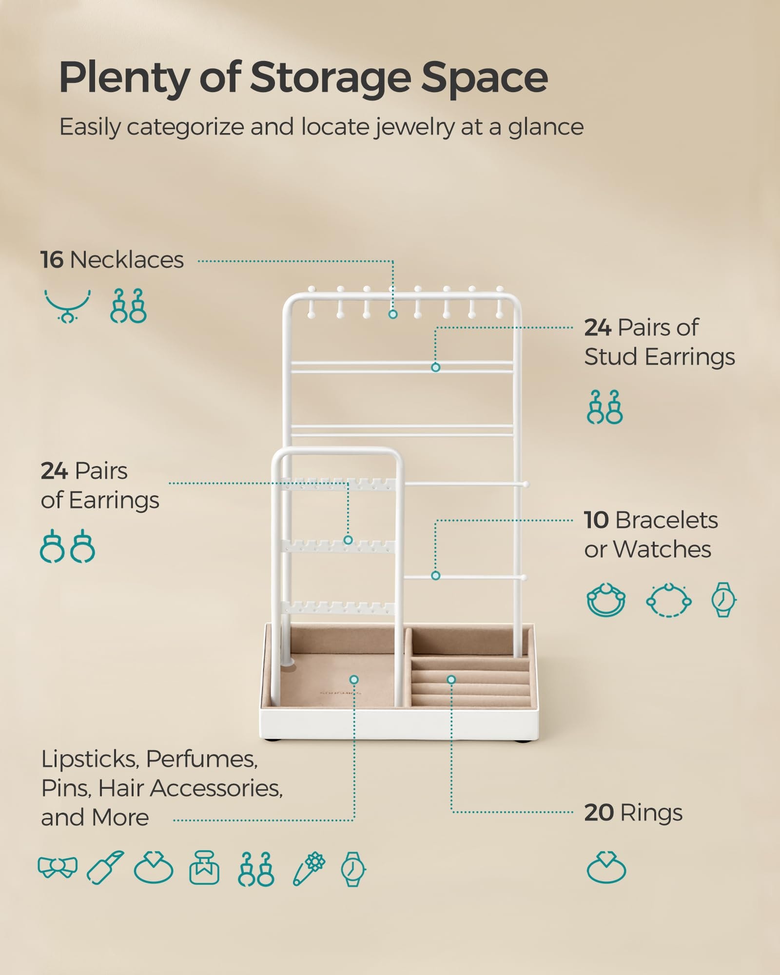SONGMICS HOME JJS021W01V1 Jewelry-Organization - View #3