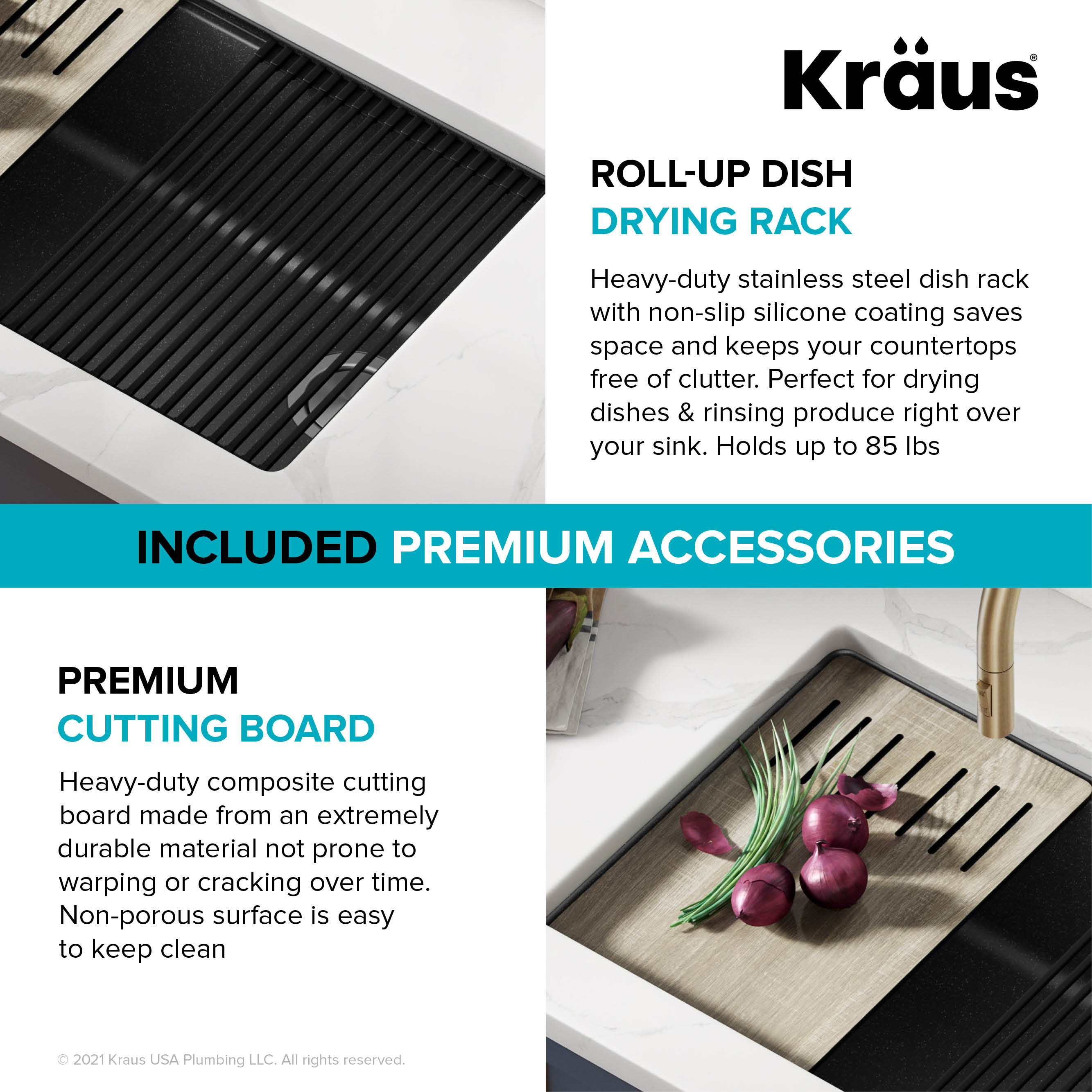 Kraus Workstation Kitchen Sink Dish Drying Rack Drainer and Utensil Holder  in Stainless Steel 