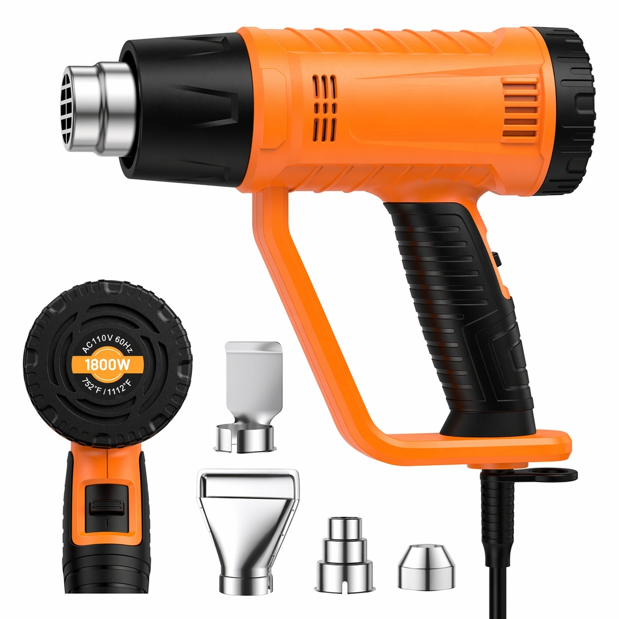 Etokfoks  1800 Watt 120 Volt Electric Corded Heat Gun Kit with Dual Temperature Settings and Overheat Protection 1 Kit
