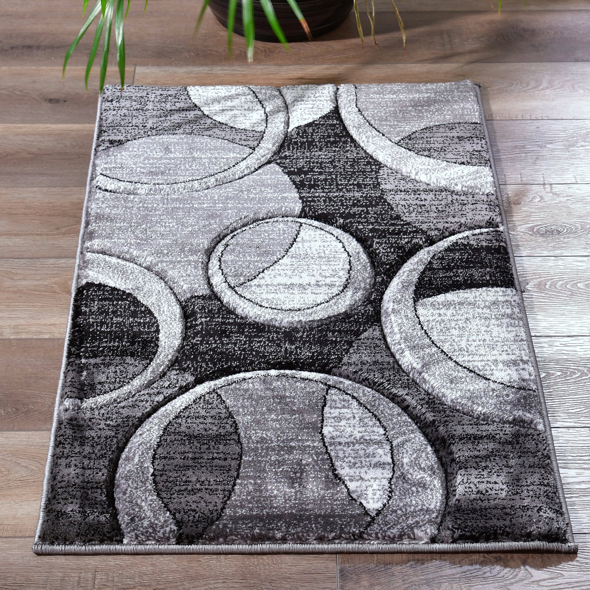 MDA Rugs OR5223 Orelsi 2 x 3 (ft) Polypropylene Gray/Black Rectangular Indoor Abstract Area rug