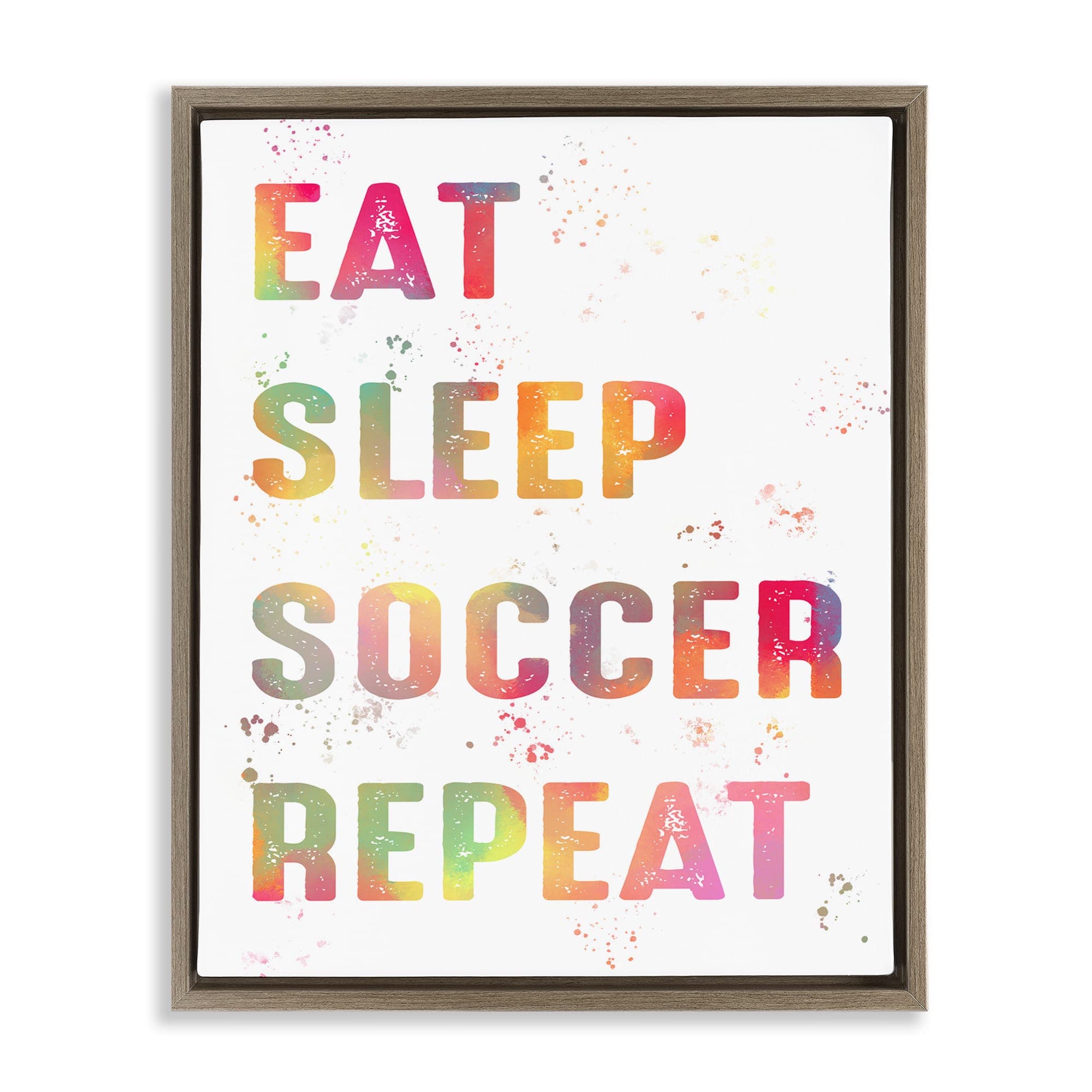 Stupell Industries BS-065-FFE-24X30 Pastel Soccer Motivation Brown Framed Floater Canvas Wall Art By Marcus Prime 25 x 31