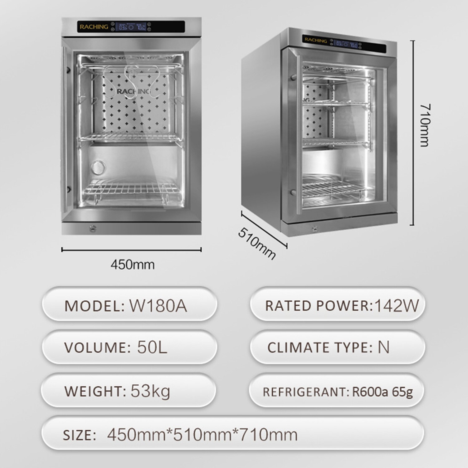 Schmecke 27.1-in x 13.5-in x 17.7-in Stainless Steel Freestanding Cabinet Humidor (Holds 250)