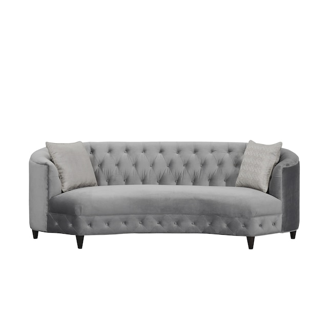 Chic Home Design Leeba 100-in Modern Grey Velvet 3-seater Sofa in the ...