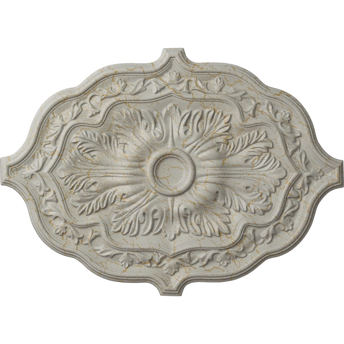 Ekena Millwork CM36X26PEPCC Pesaro 36-in W x 36-in L Pot Of Cream Crackle Polyurethane Ceiling Medallion