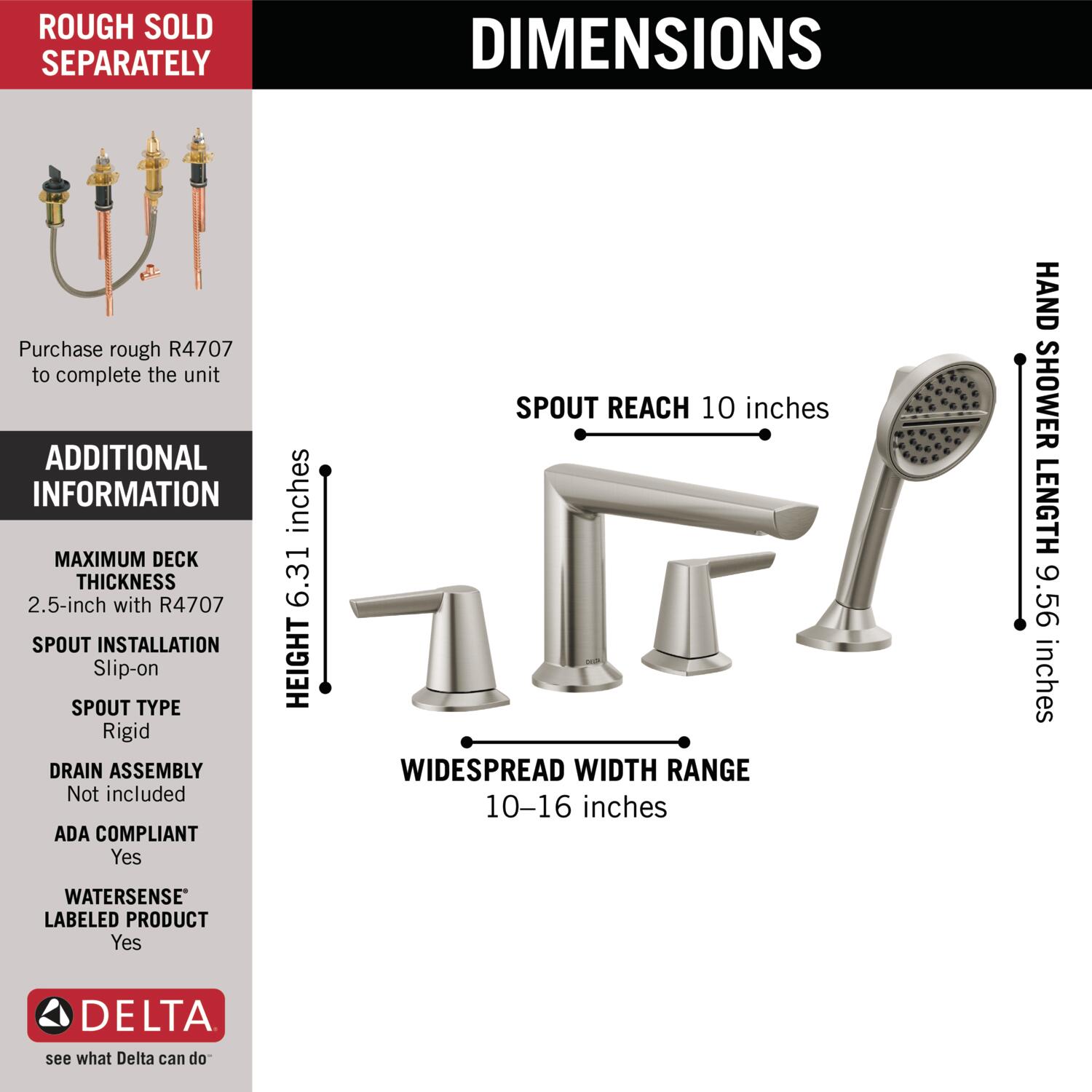 Delta T4771-SS-PR Roman-Tub-Faucets - View #3