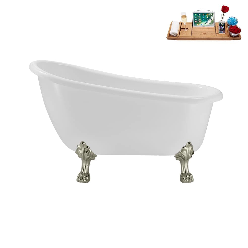 Streamline 53 inch  Soaking Clawfoot Tub and Tray with Internal Drain