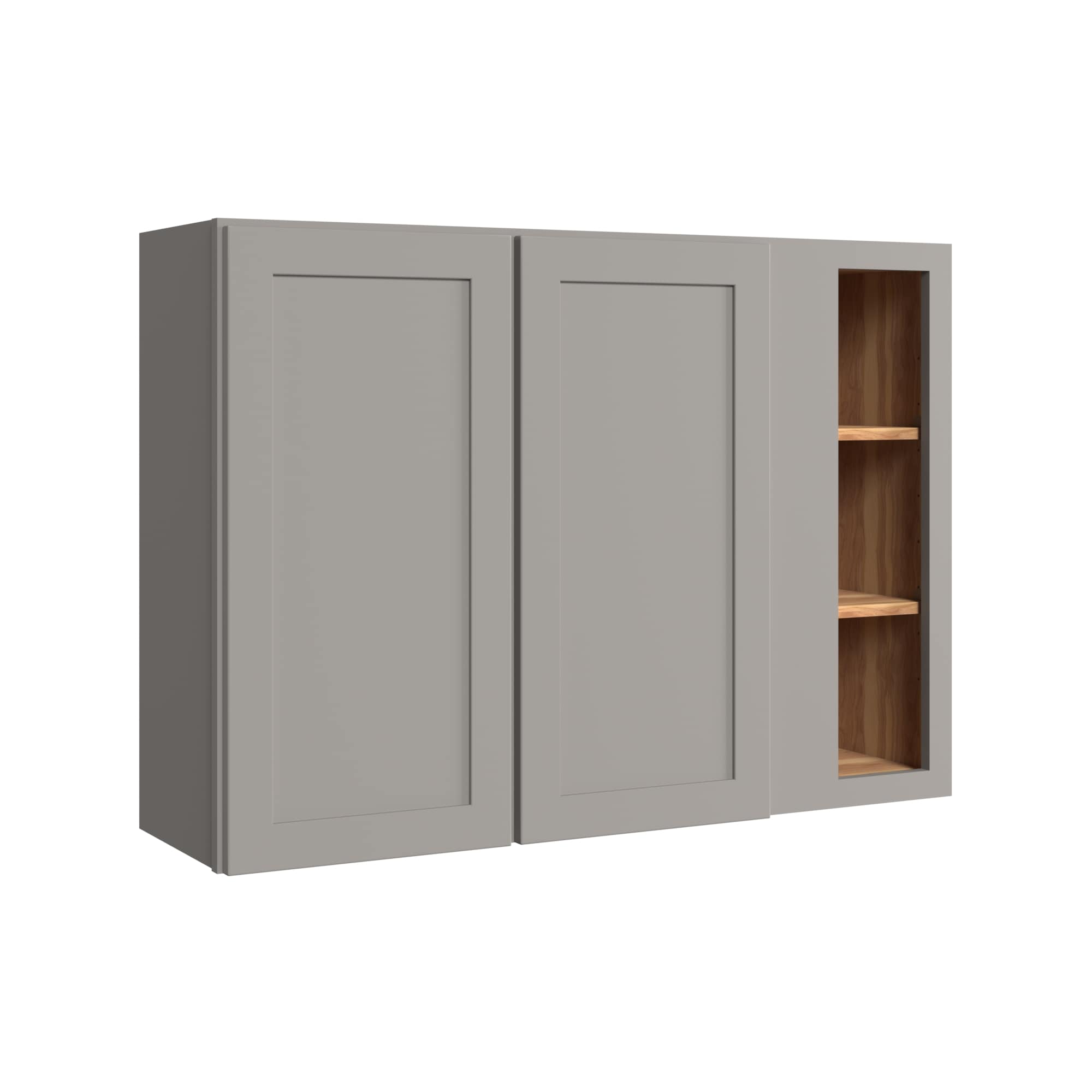 KraftMaid Momentum WBC4530RG81 Deveron 45-in W x 30-in H x 12-in D Pebble Grey Blind Corner wall Fully assembled Plywood Cabinet (Recessed Panel Shaker)