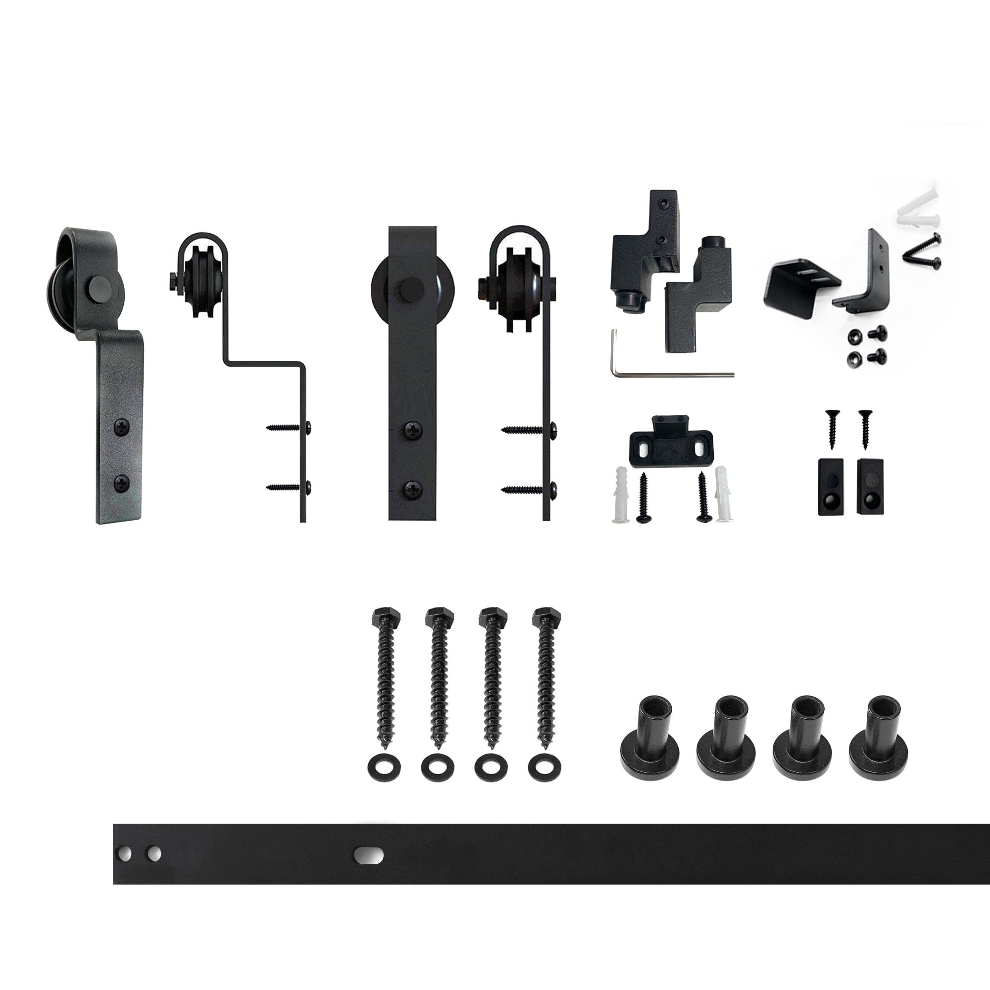 HOMACER YT5TGH060M 60-in Rustic black Black Indoor J-strap Double bypass Barn door hardware kit