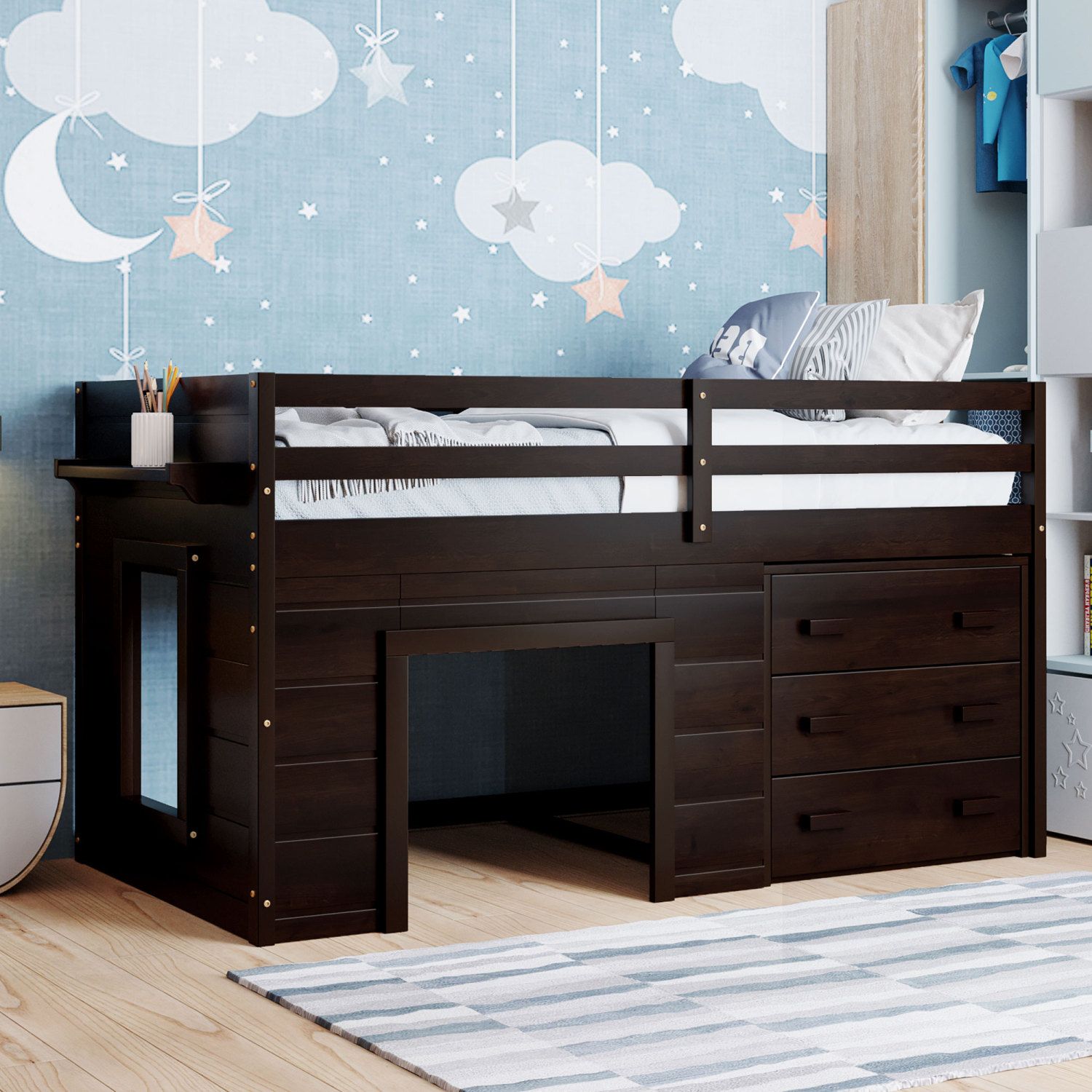 JASMODER LP001501AAP Espresso Twin Composite Platform Bed