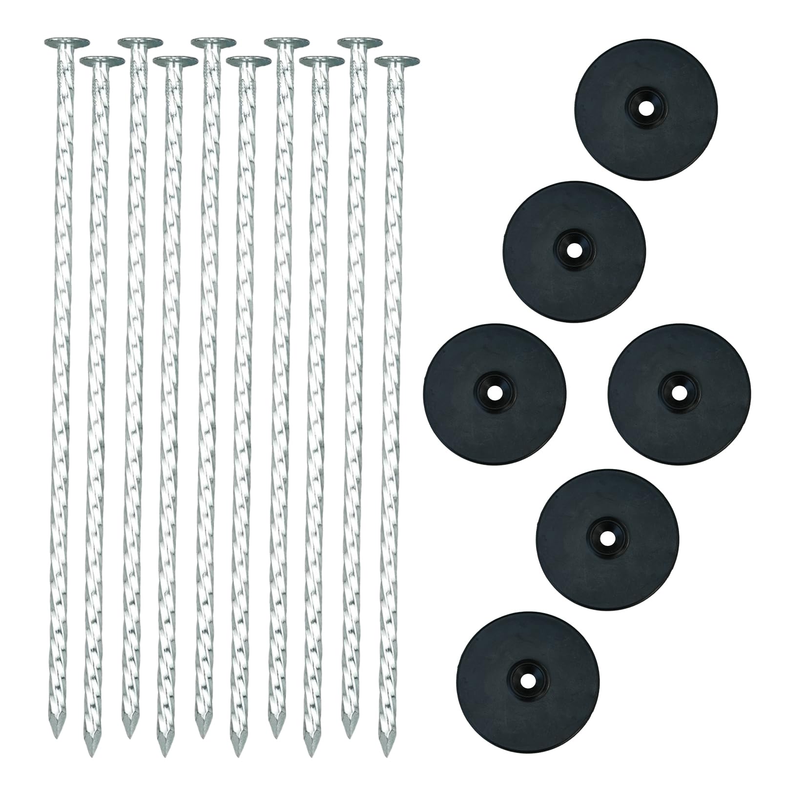 CYIKE  12 Inch Heavy-Duty Galvanized Spiral Landscape Stakes with Gasket Caps for Securing Weed Barrier Fabric Artificial Turf Landscape Edging