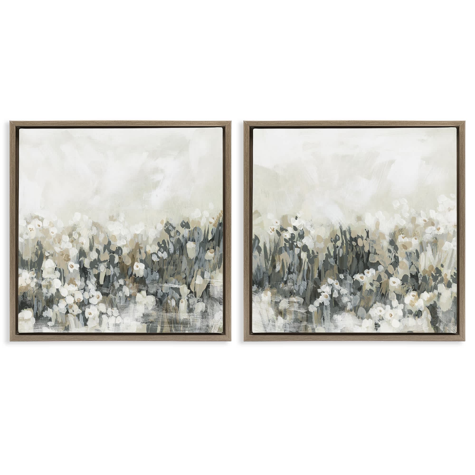 Stupell Industries B2-768-FFE-2PC-17X17 Brushed Flower Meadow Impressions 2pc Floating Frame Set design by June Erica Vess