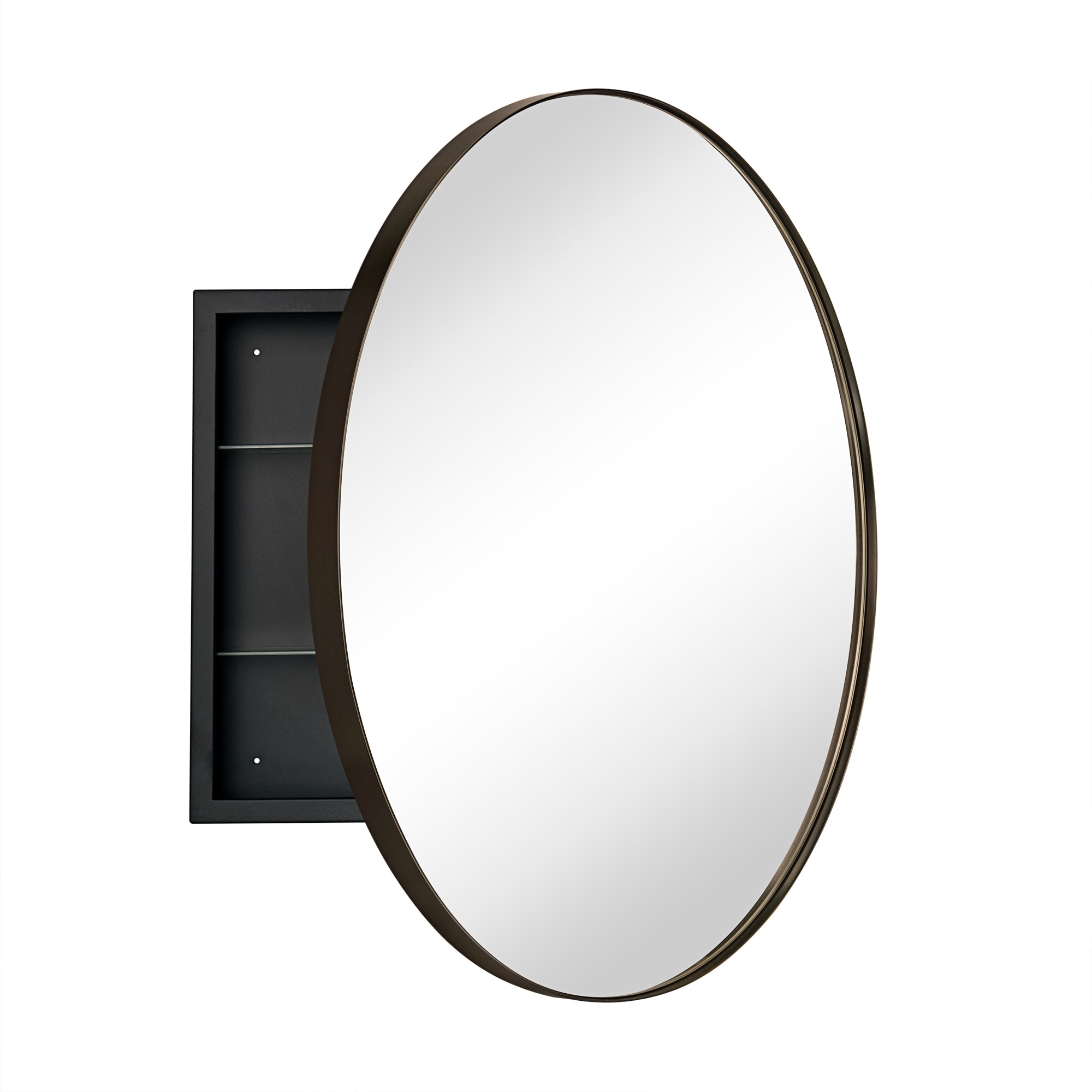 TEHOME GC-00773 Seenaa 24-in x 24-in Surface Mount Oil Rubbed Bronze Mirrored Round Medicine Cabinet - Thumbnail