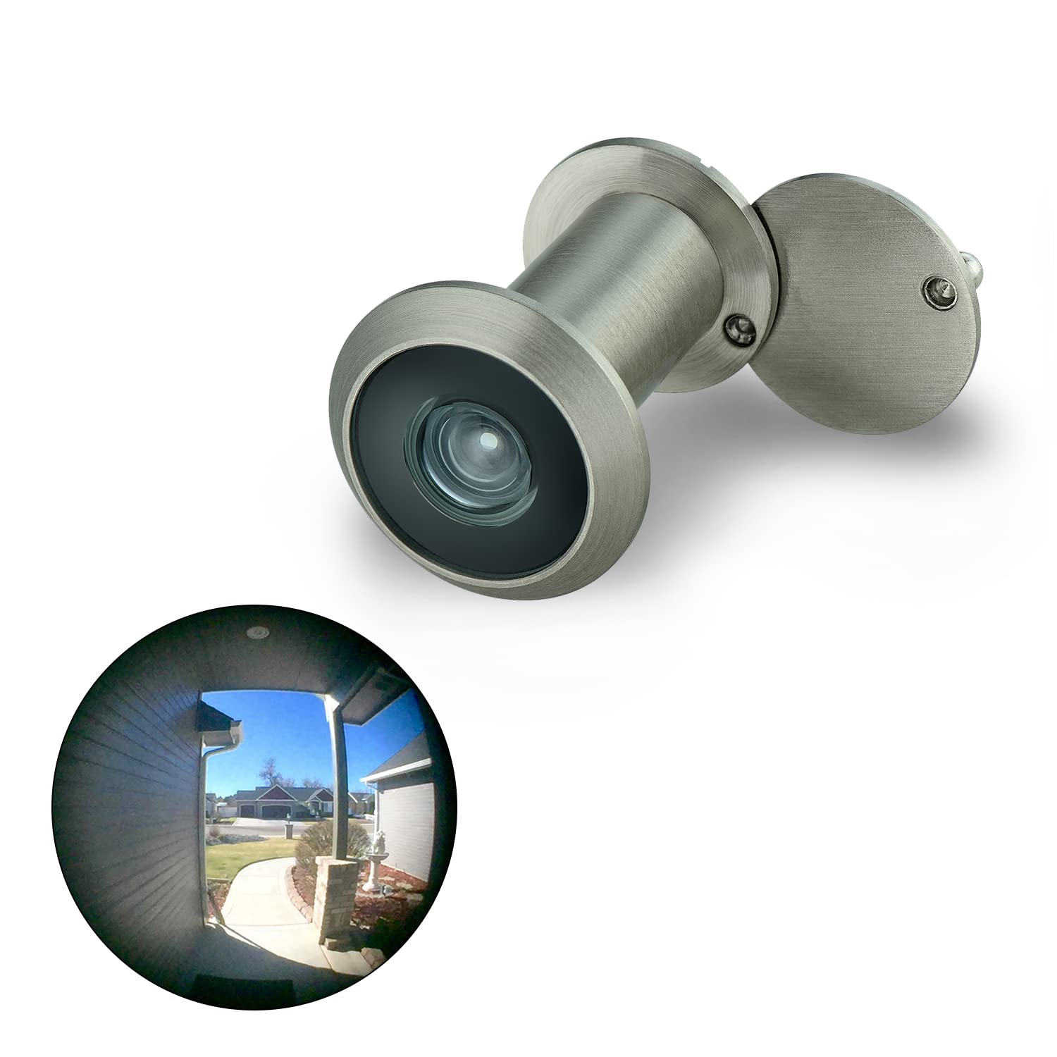 LILILIAN FMY Solid Brass Door Viewer with HD Glass Lens 220 Degree Wide Angle for One and Three Eighths to Two and One Sixth Inch Doors Brushed #LRO0824O651