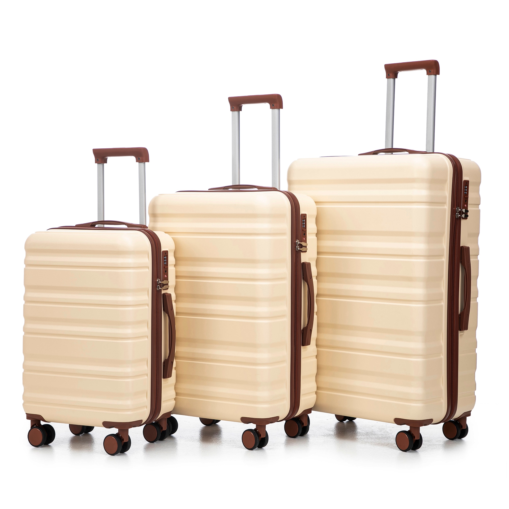 SINOFURN SYD9300003GB 19.3x11.4x29.5 Beige Plastic Hardshell Suitcase set 3 -Bag