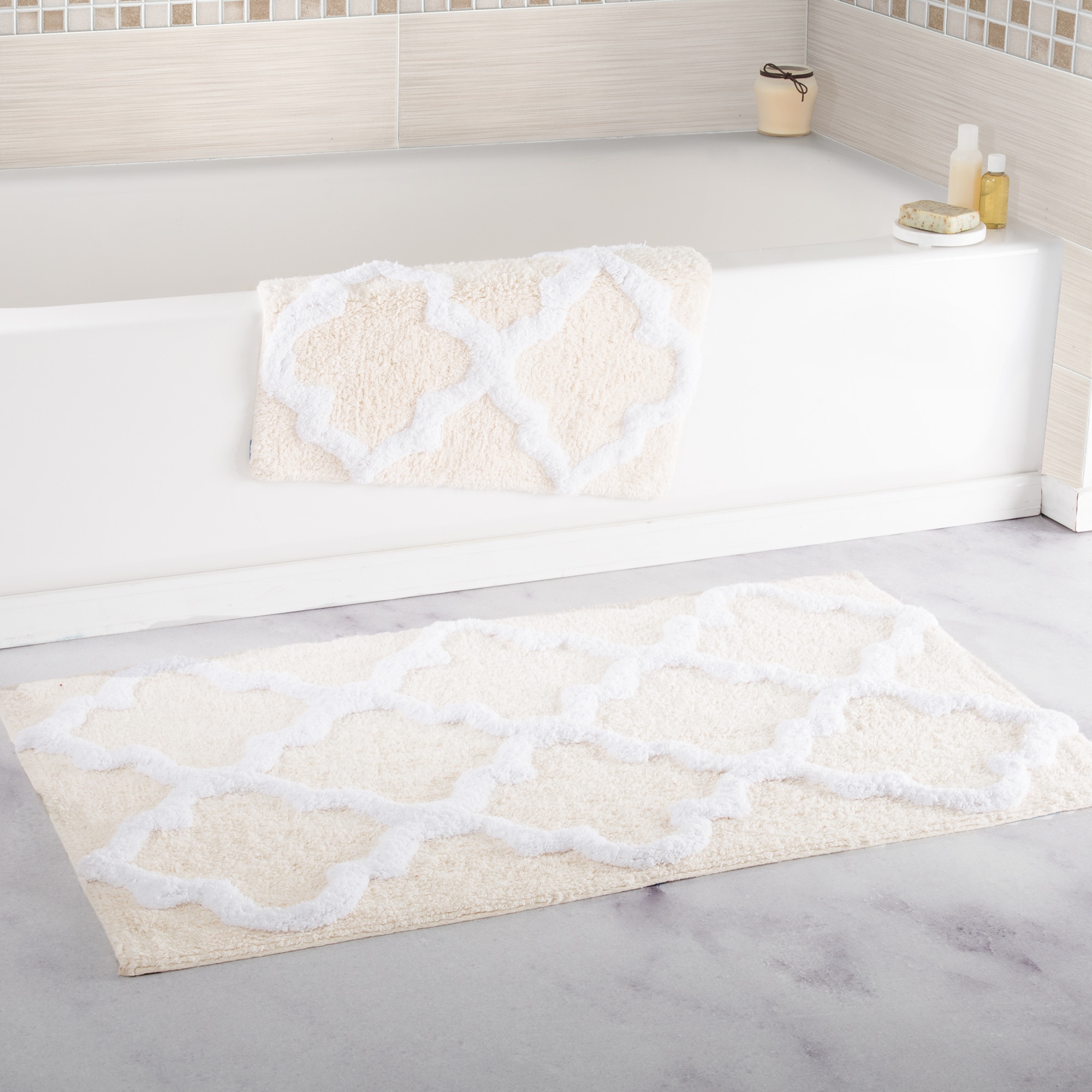 Taupe Bath Mat Set 100 Percent Cotton Rugs 2 Piece Mats Soft Bathroom Non  Slip