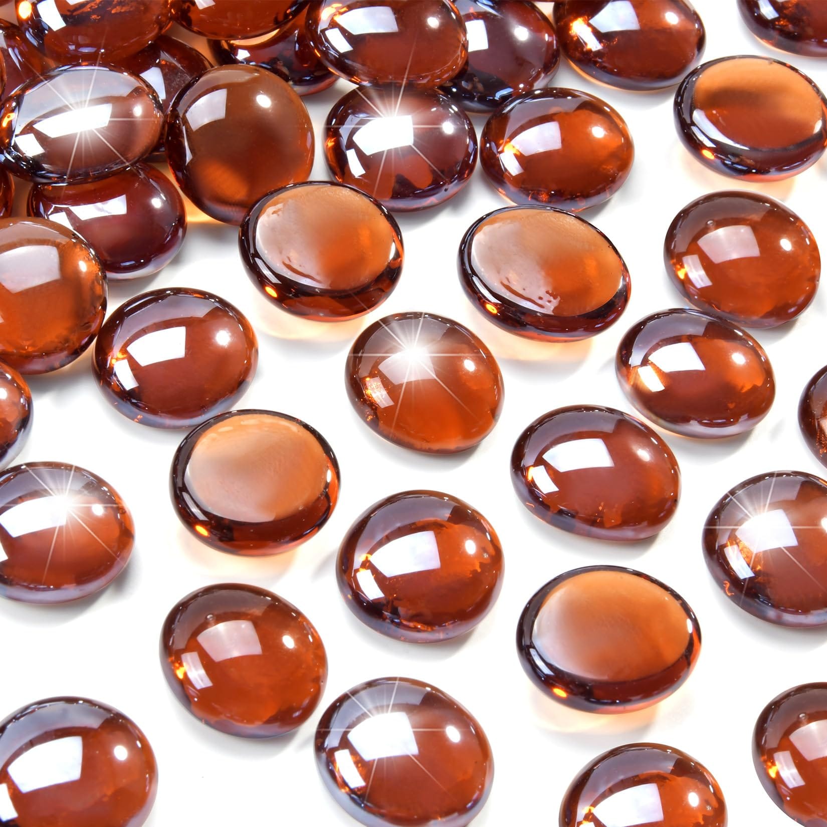 Vrbgify -  20 Pounds Amber Fire Glass Beads 34 Inch Decorative Gems for Fire Pit Table Fireplace ...