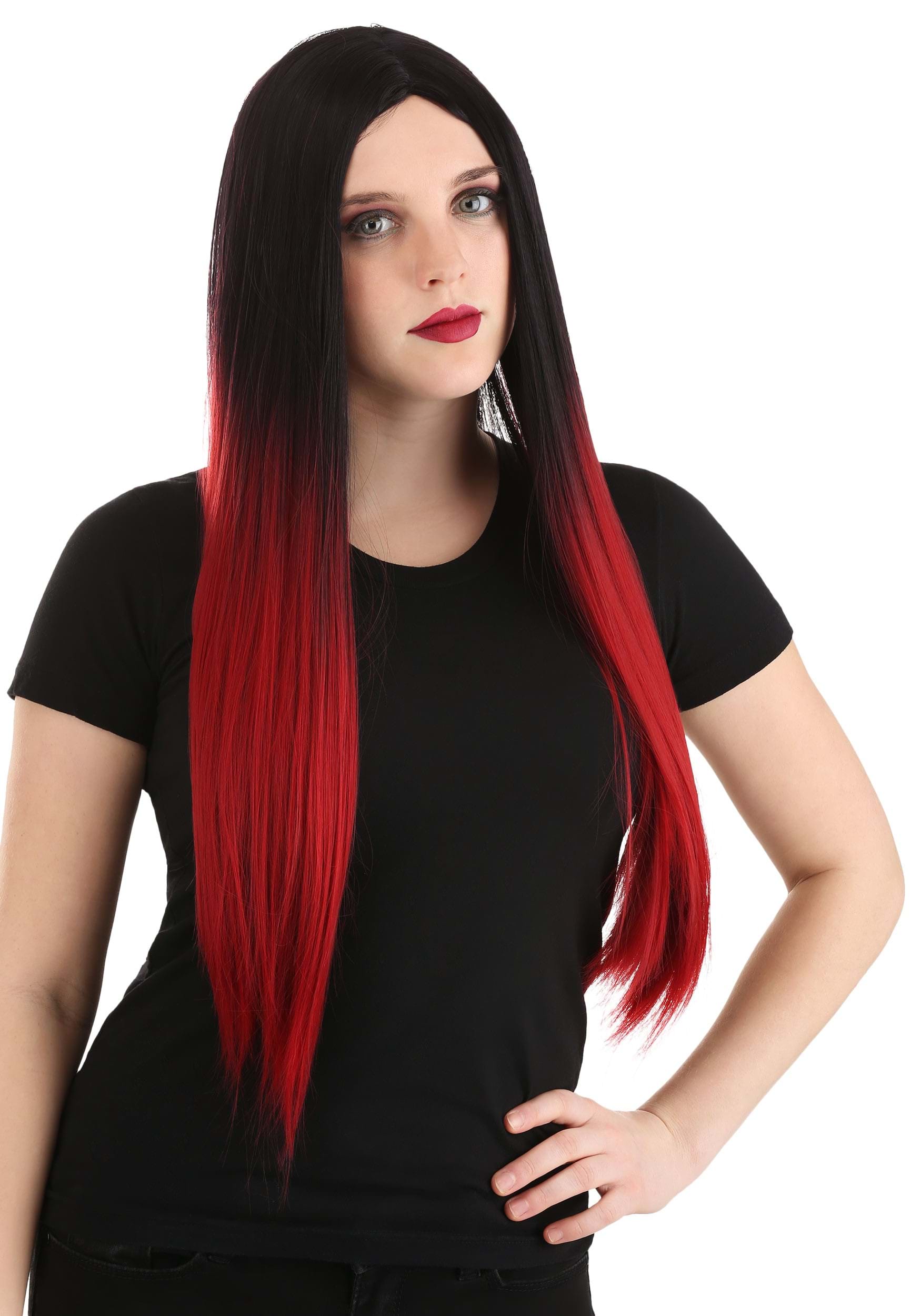 HalloweenCostumes.com FUN1776-ST FUN Costumes Black and Red Ombre Adult Wig Standard