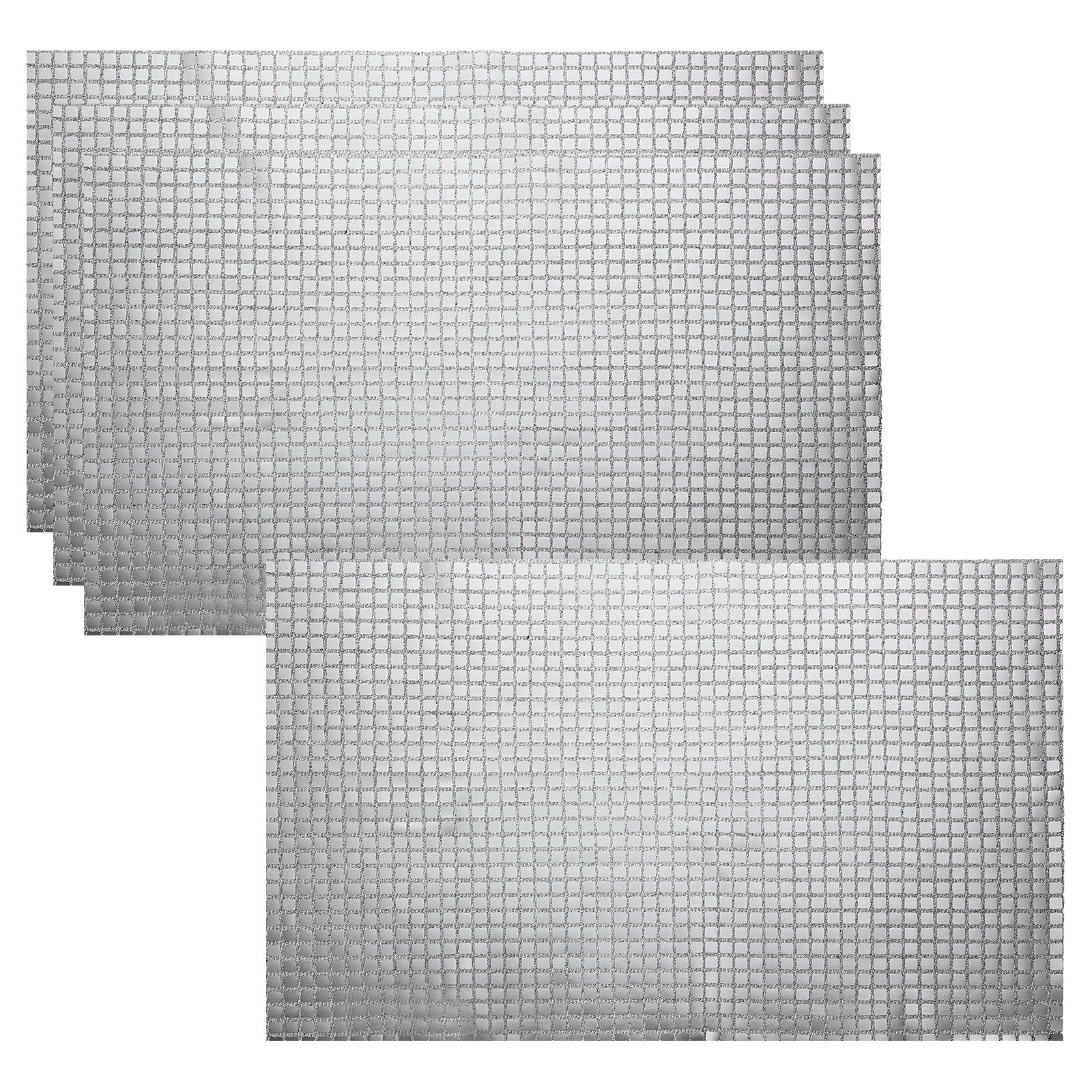 Unique Bargains - 4pcs Shiny Mirror Placemats 11.8inch x 17.7inch Silver Retro Square Sparkle Pla...