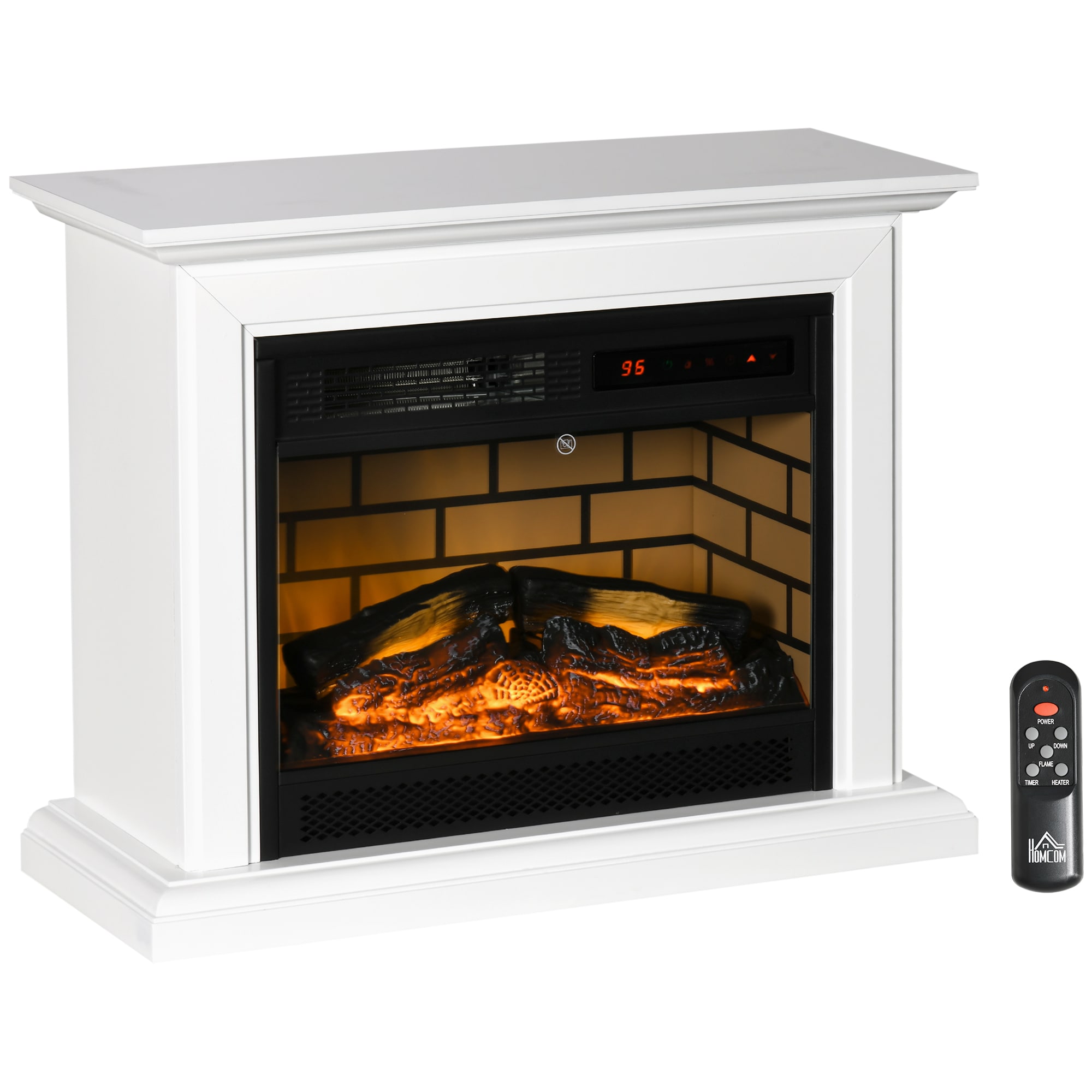 Kahomvis AOS-QP1092-090 31-Inches W White Free standing Fan-forced Corner or flat wall Electric Fireplace with Remote Control Included