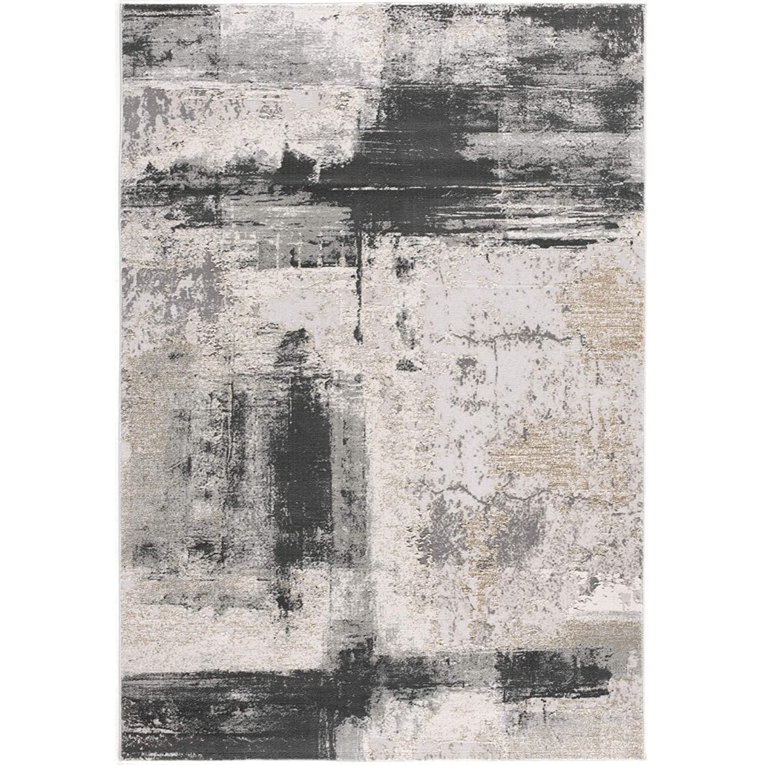 HomeRoots 4000390614 5 x 8 (ft) Olefin Cream Grey Rectangular Indoor Abstract Area rug