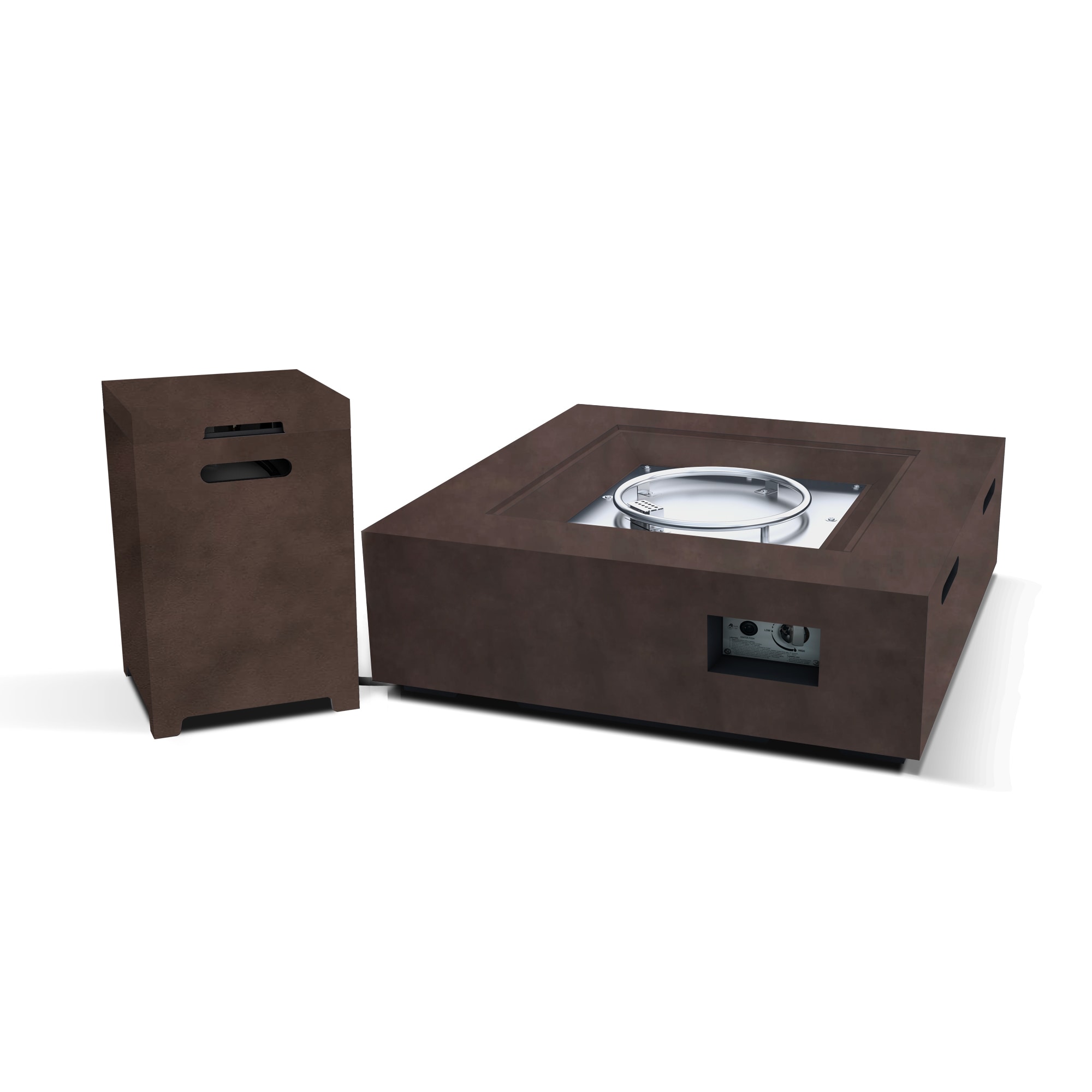 KANTE RMFP-S01SET-81920 34.8-in W Light Brown Portable Concrete Square Propane Gas Fire Pit