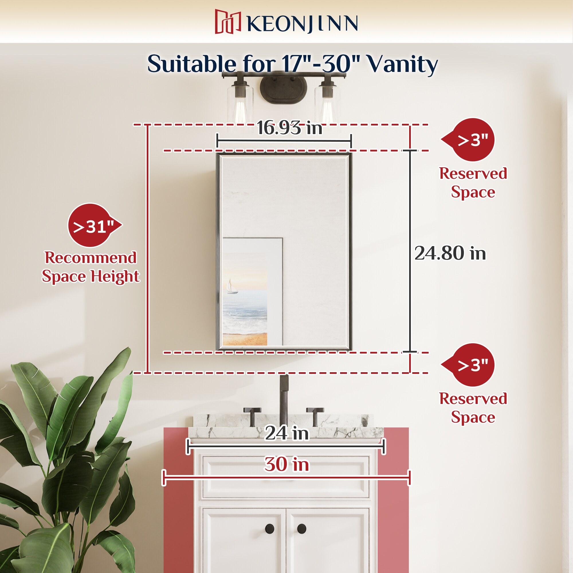 Keonjinn LW-JSKJG-FJ-4363BN Bathroom-Medicine-Cabinets - View #4
