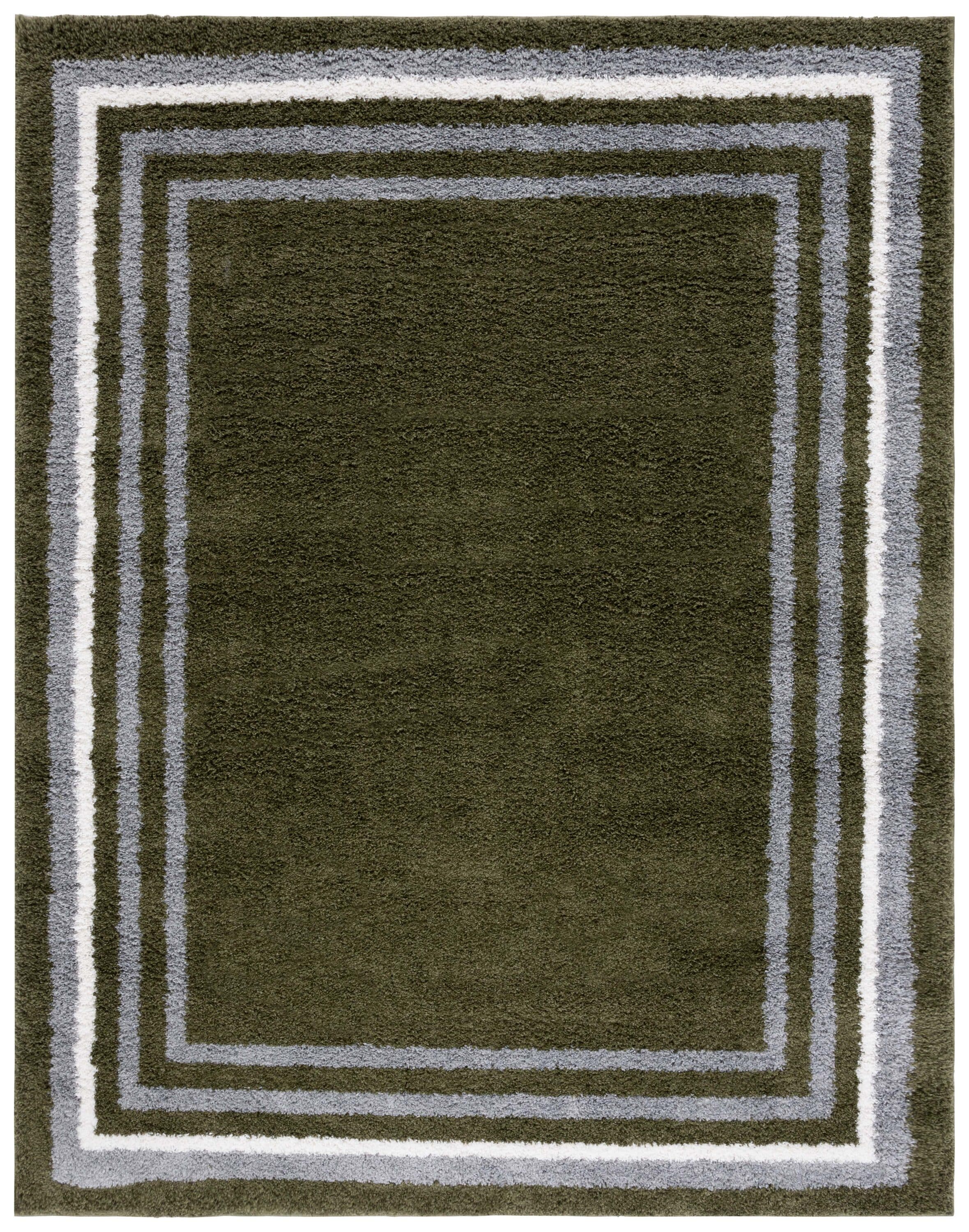 Safavieh BSP251Y-8 8 x 10 (ft) Loomed Polyester/Polypropylene Green Rectangular Indoor Border Mid-Century Modern Area rug