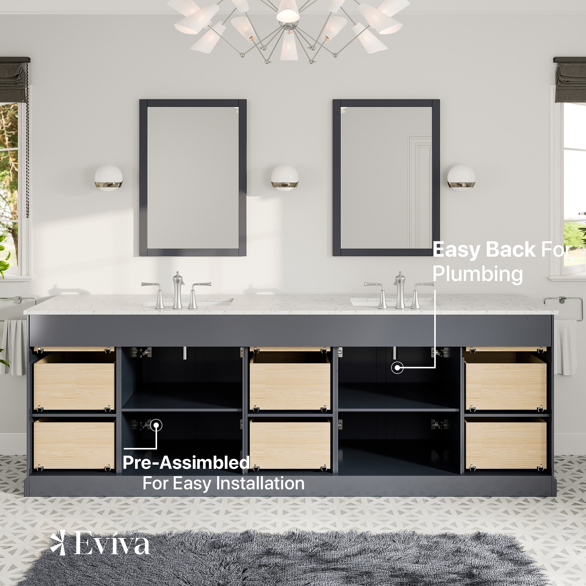 Eviva EVVN666-96CGR Bath-Vanity-Combo - View #6