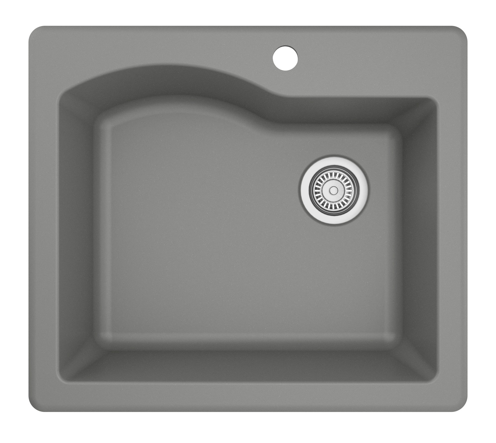 Gray Quartz Composite Single Bowl Drop-In Kitchen Sink