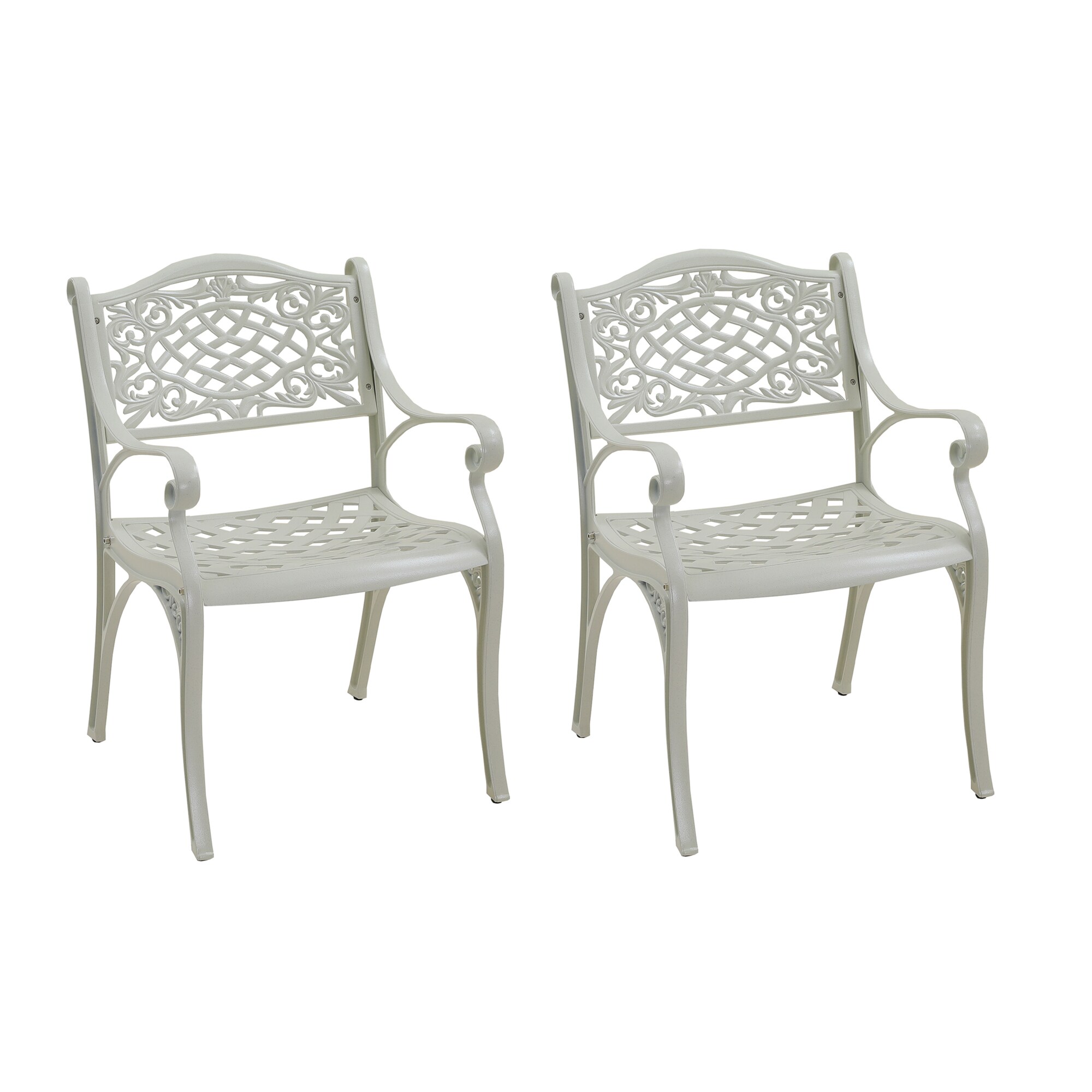 Mondawe MA-GCS038WH Set of 2 White Aluminum Frame Stationary Dining Chair with Solid Seat
