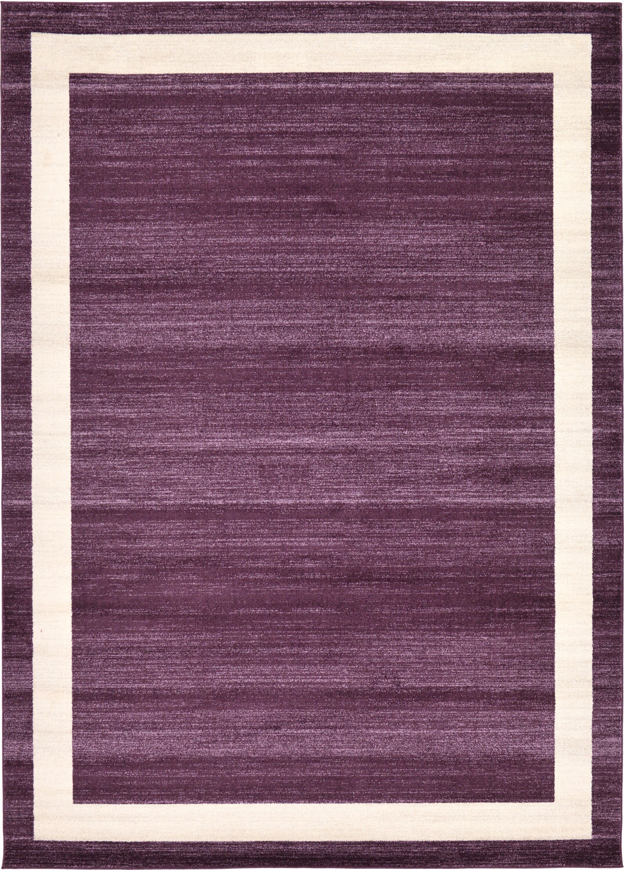 Unique Loom 3127346 Maria Del Mar 8 x 11 (ft) Loomed Polypropylene Violet/Ivory Rectangular Indoor Border Industrial Area rug