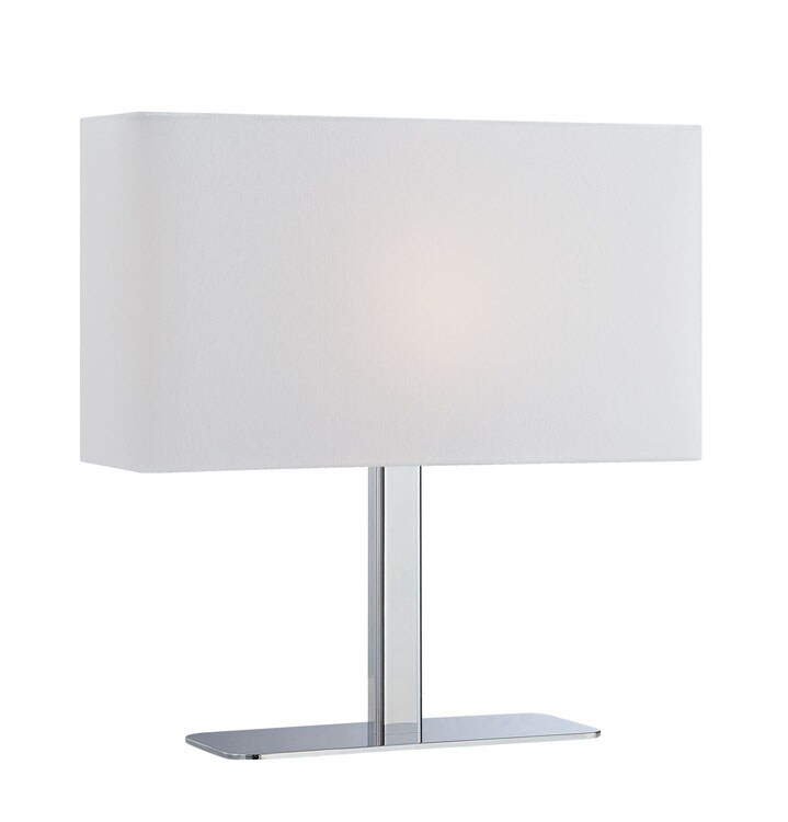Lite Source LS-21797C/WHT 14.8-in Chrome Table Lamp with Fabric Shade