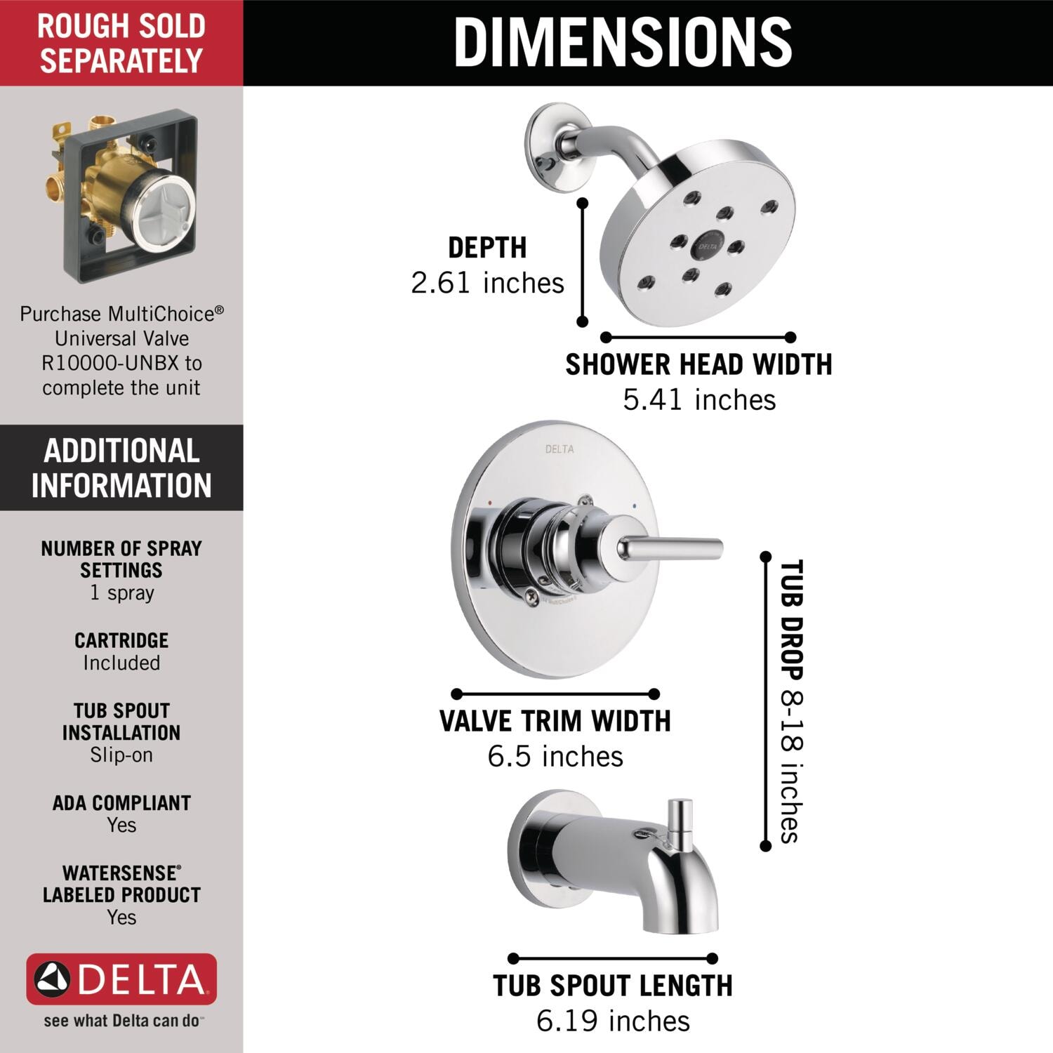 Delta T14459 Tub-Shower-Faucets - View #3