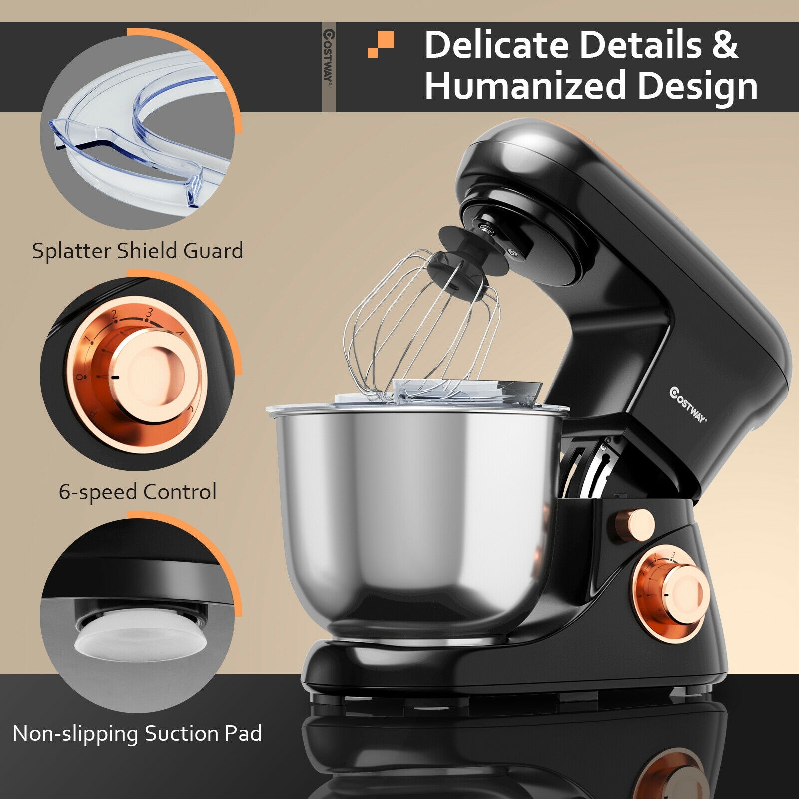 GZMR 5.3-Quart 6-Speed Black Residential Stand Mixer in the Stand
