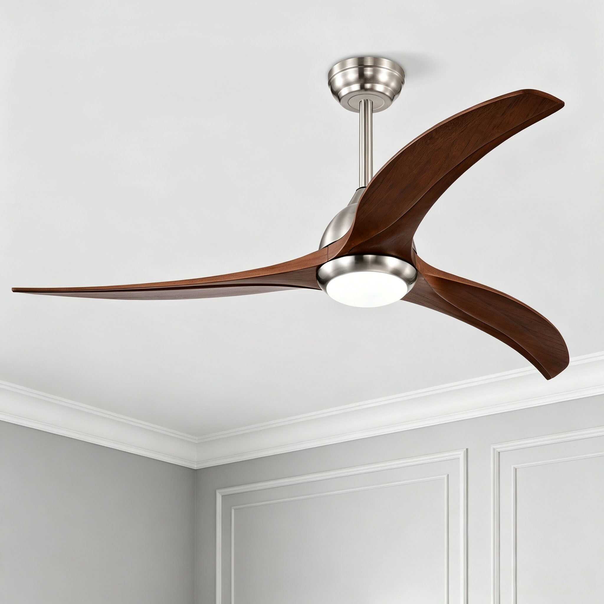 Gleam Flare 52 inches Indoor and Outdoor Solid Wood 6 Speed Ceiling Fan with Lights Slient 3-Color Futuristic Ceiling Fan with Remote