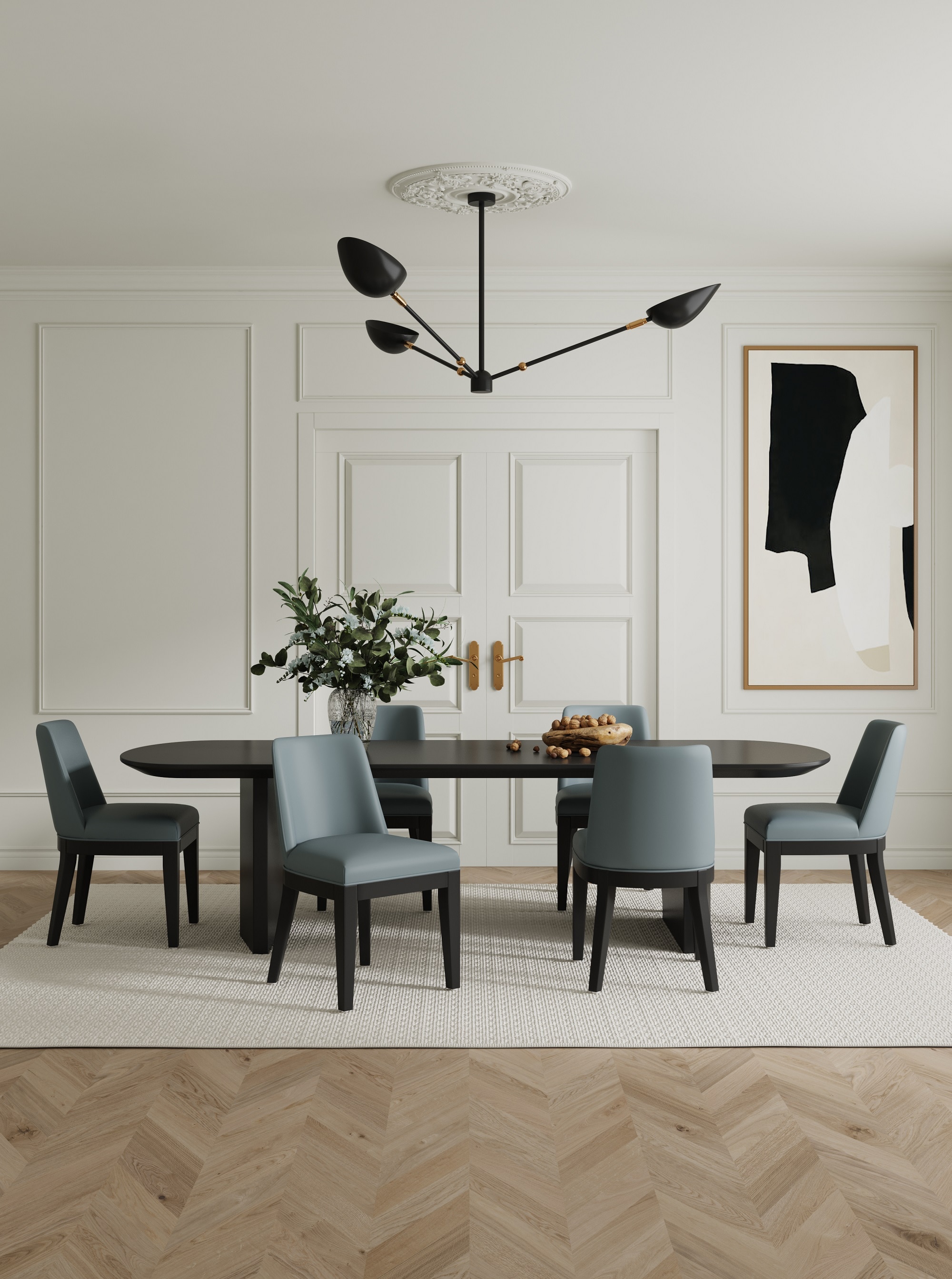 Manhattan Comfort DC051-PT Contemporary/Modern Faux Leather Upholstered Dining Side Chair (Wood Frame)