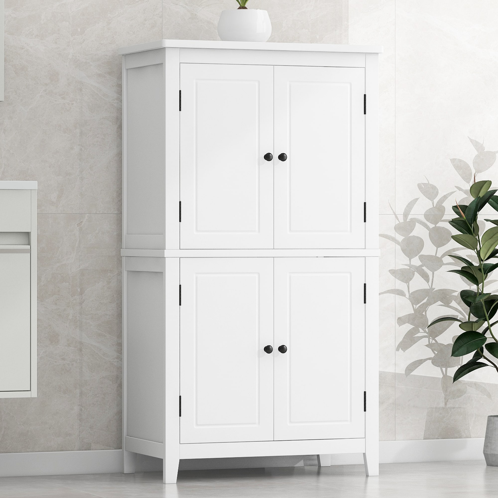 Homy Casa 24-in W White Bathroom Storage Cabinet MDF Freestanding with Shelves