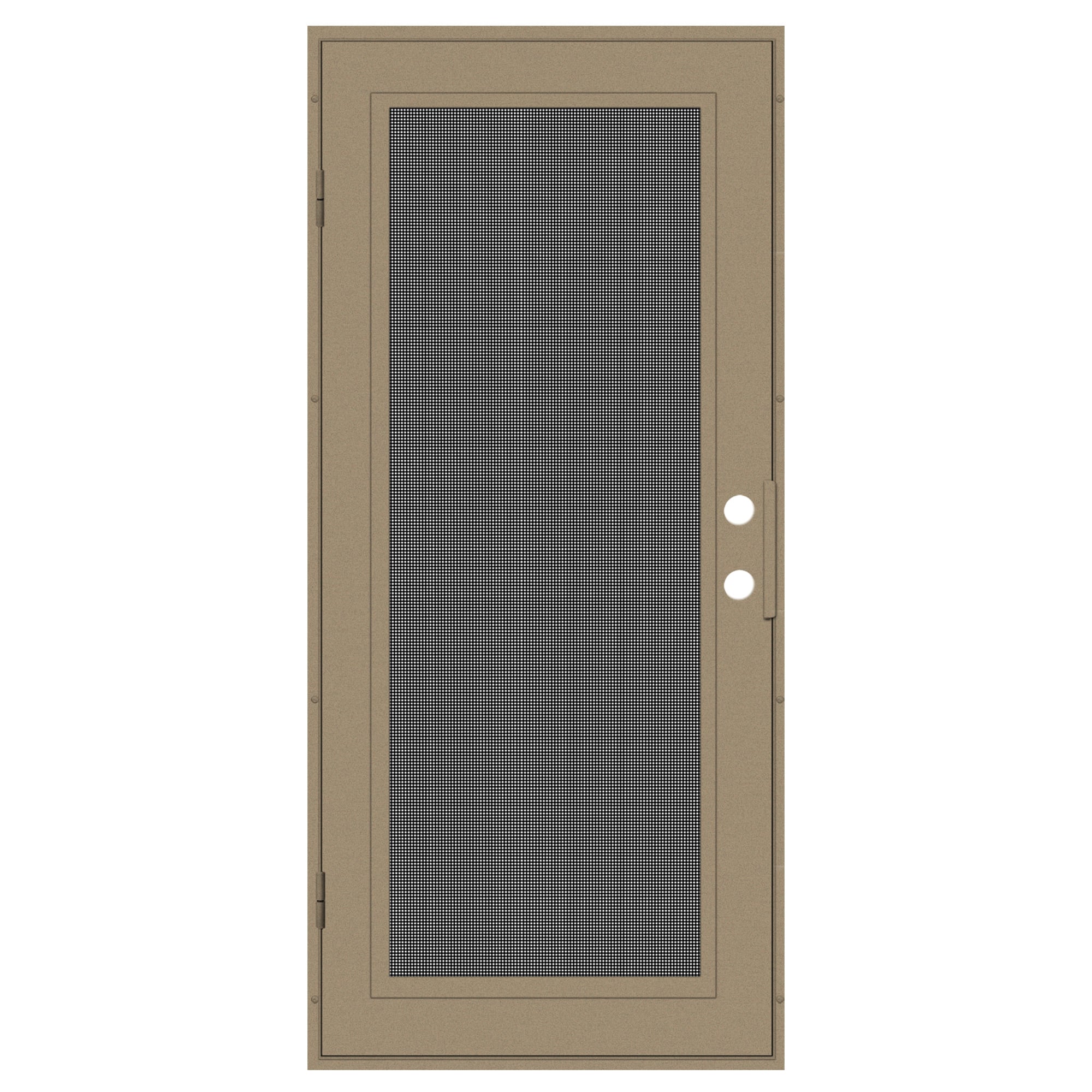 TITAN 3S0000DL2DT00A Premium Aluminum Security Door 32-in x 80-in Desert Sand Aluminum Surface mount Right-hand outswing Security Door with Black Screen and Double bore