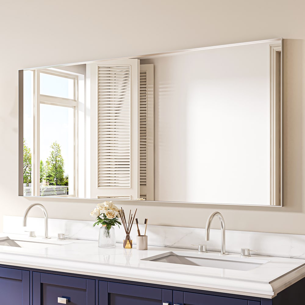 waterpar WPLO-2167 60-Inches x 28-Inches Polished Rectangle Bathroom Vanity Mirror ( Silver )