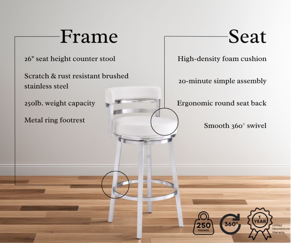 Armen Living LCMABABSWH26 stools - View #8