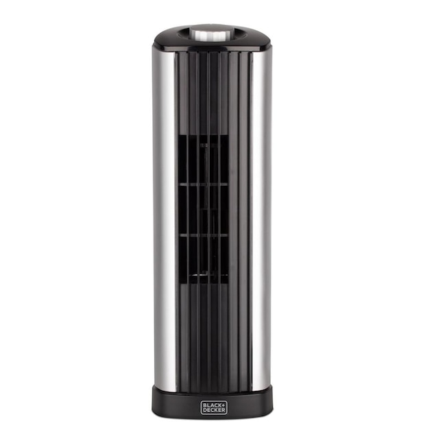 BLACK+DECKER 14-in 3-Speed Indoor Black and Silver Oscillating Tower Fan in  the Portable Fans department at
