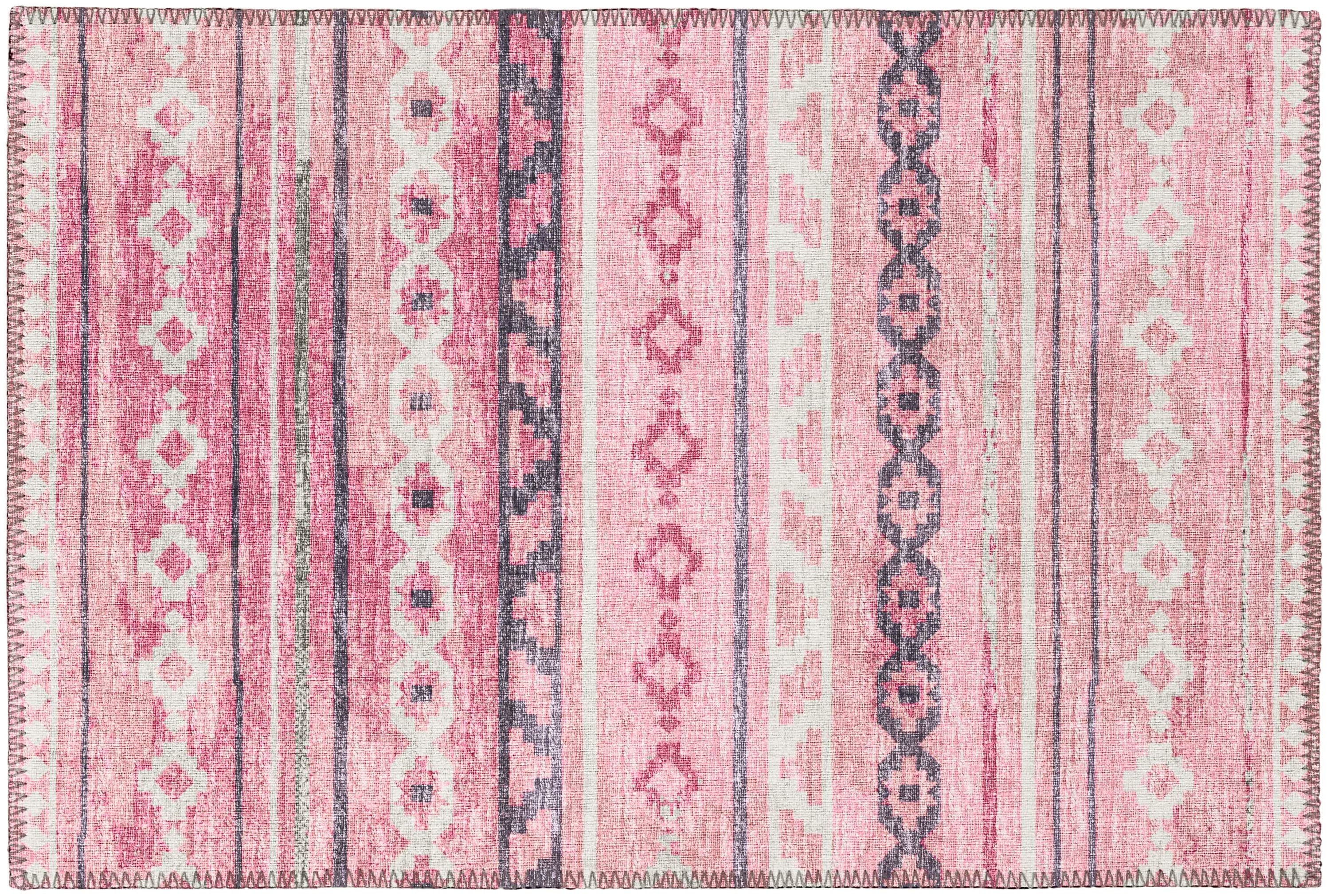 Addison Rugs AYU40PI20X30 Yuma 2 x 3 (ft) Chenille Pink Rectangular Indoor/Outdoor Geometric Southwestern Machine washable Throw rug